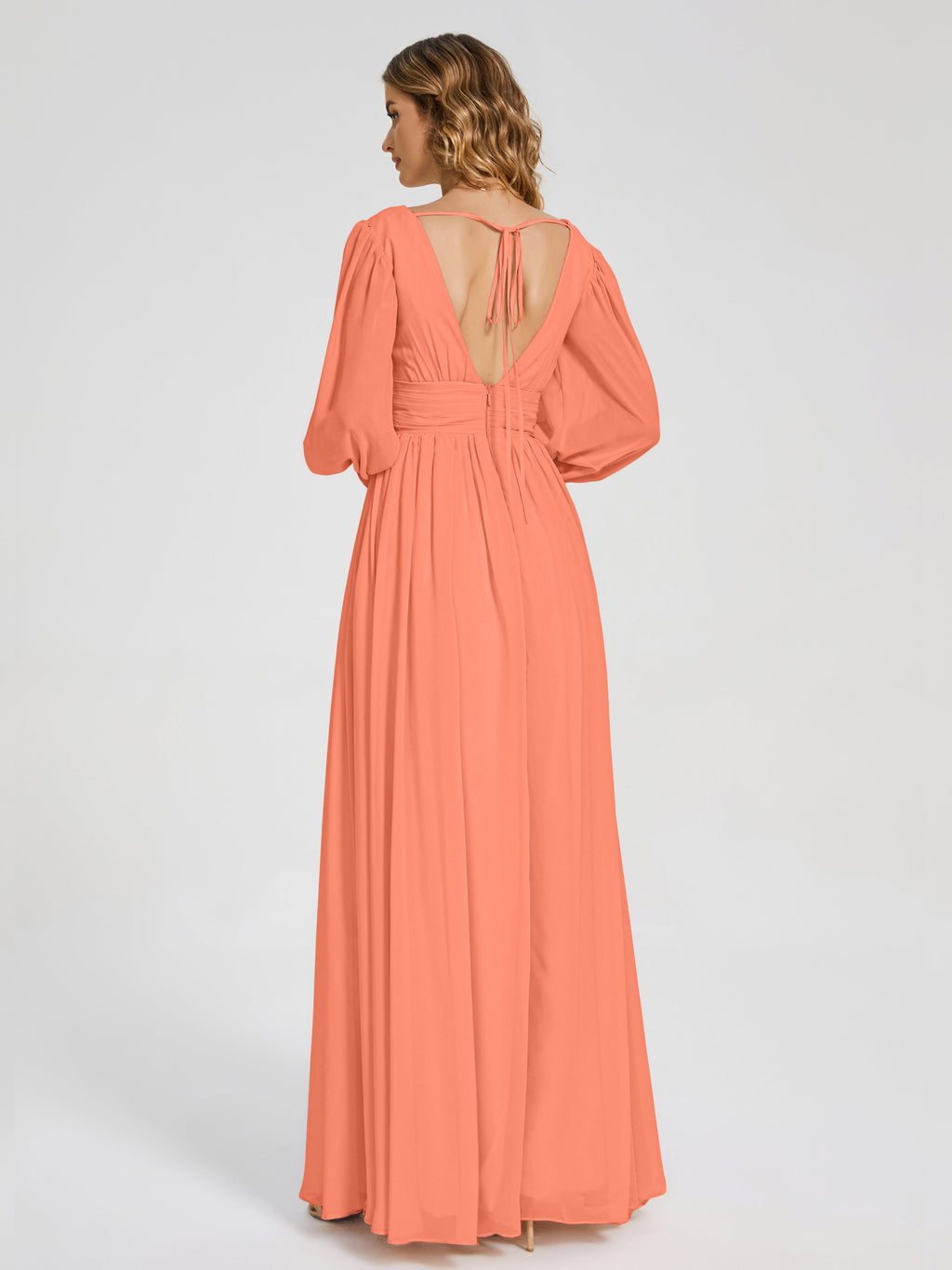Journey Long Sleeves V-neck Bridesmaid Dress with Side Slit