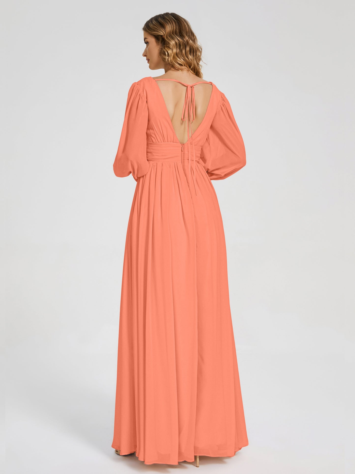 Journey Long Sleeves V-neck Bridesmaid Dress with Side Slit