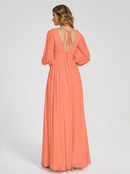 Journey Long Sleeves V-neck Bridesmaid Dress with Side Slit