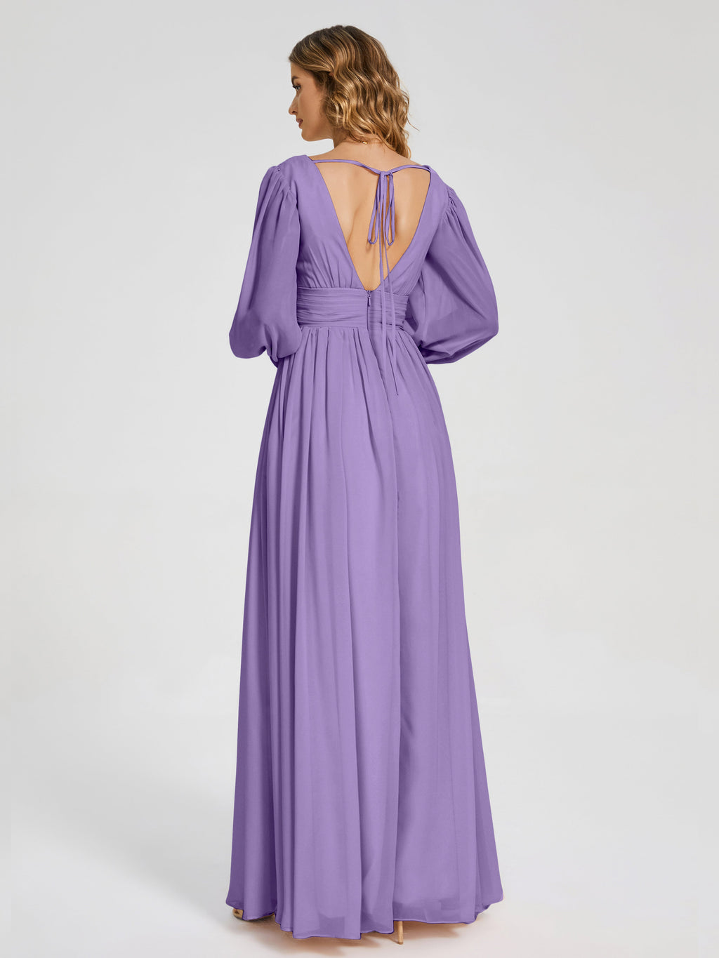 Journey Long Sleeves V-neck Bridesmaid Dress with Side Slit