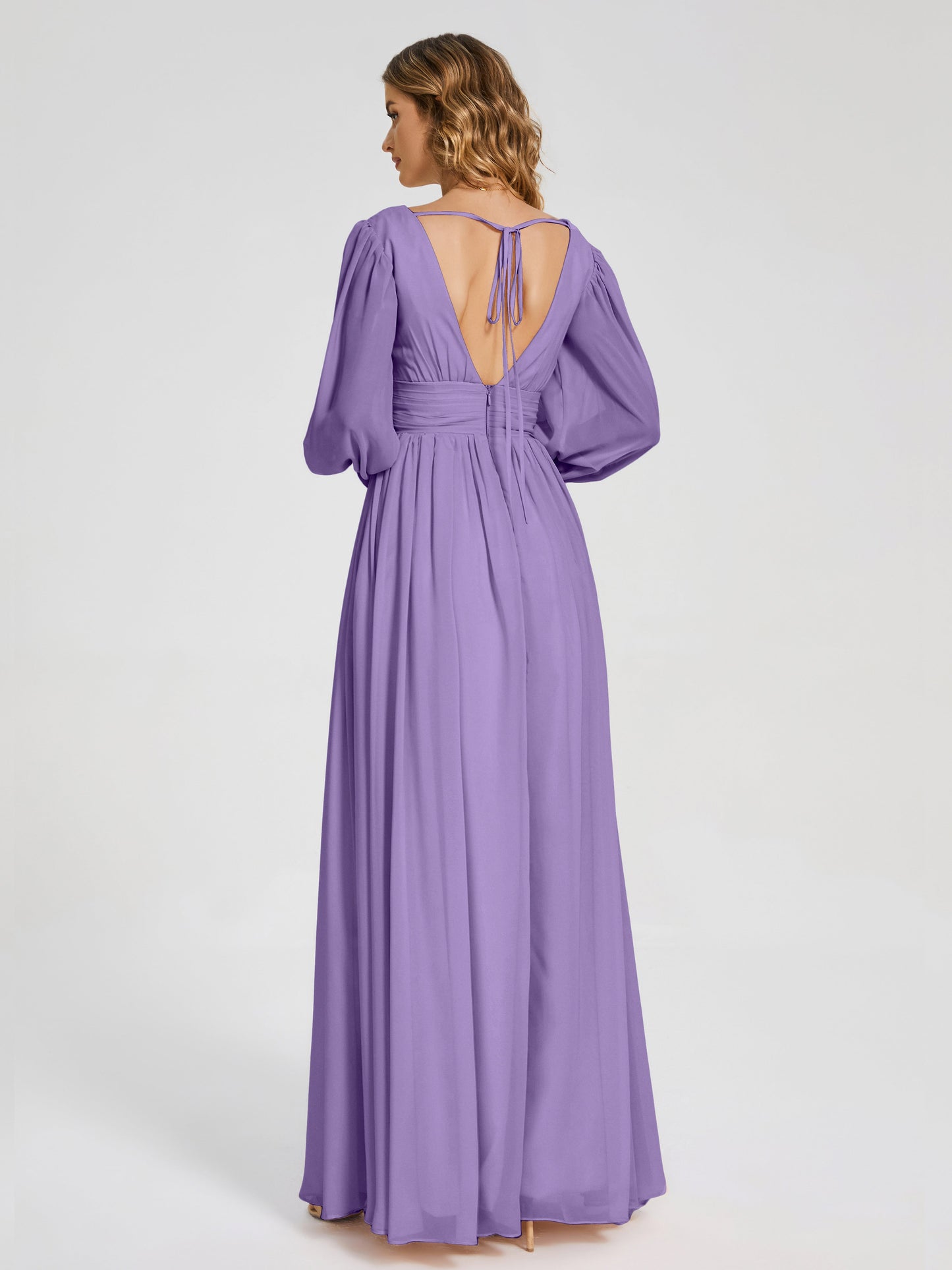 Journey Long Sleeves V-neck Bridesmaid Dress with Side Slit