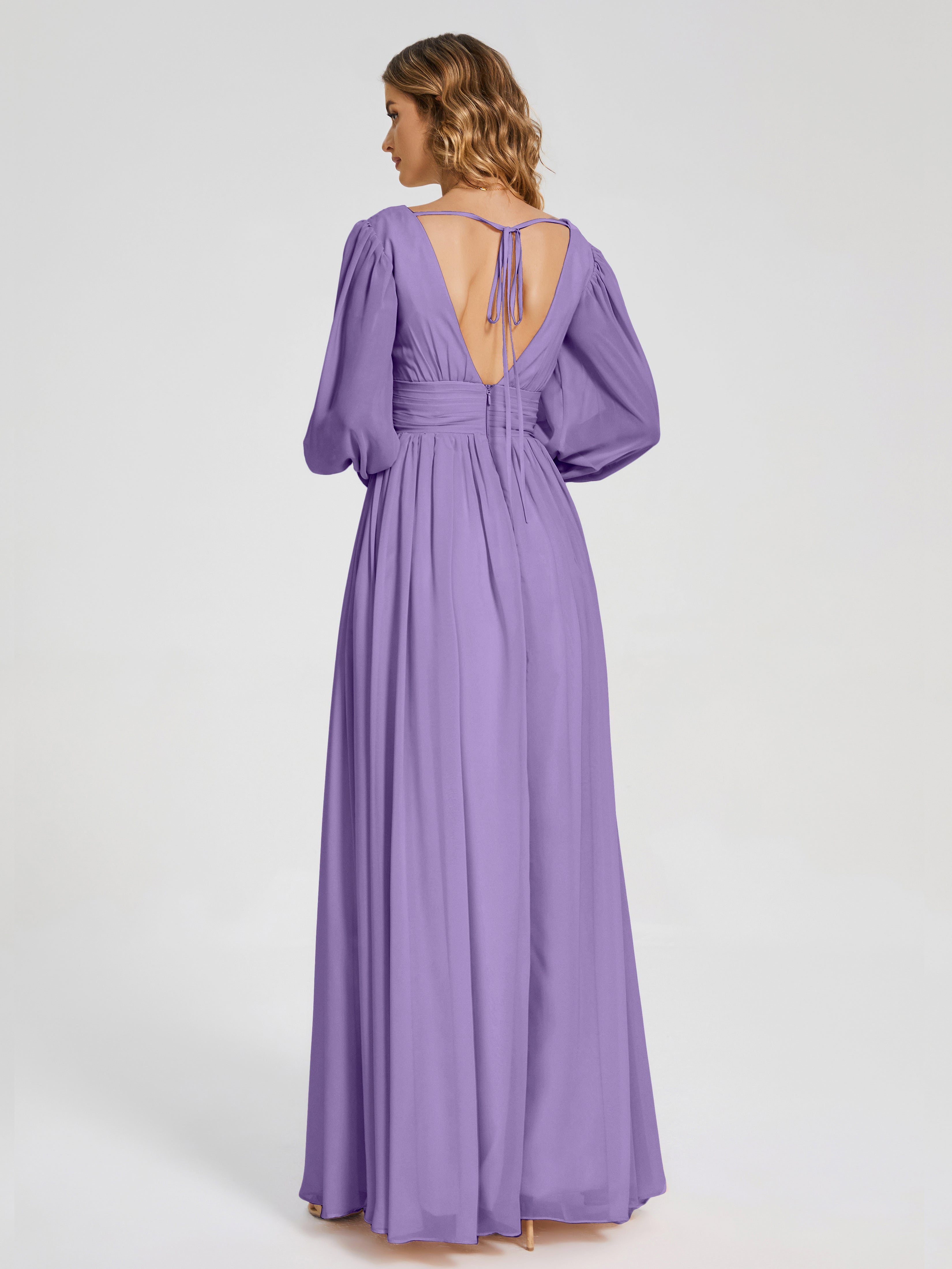 Journey Long Sleeves V-neck Bridesmaid Dress with Side Slit