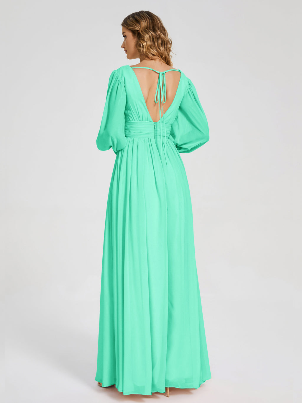 Journey Long Sleeves V-neck Bridesmaid Dress with Side Slit