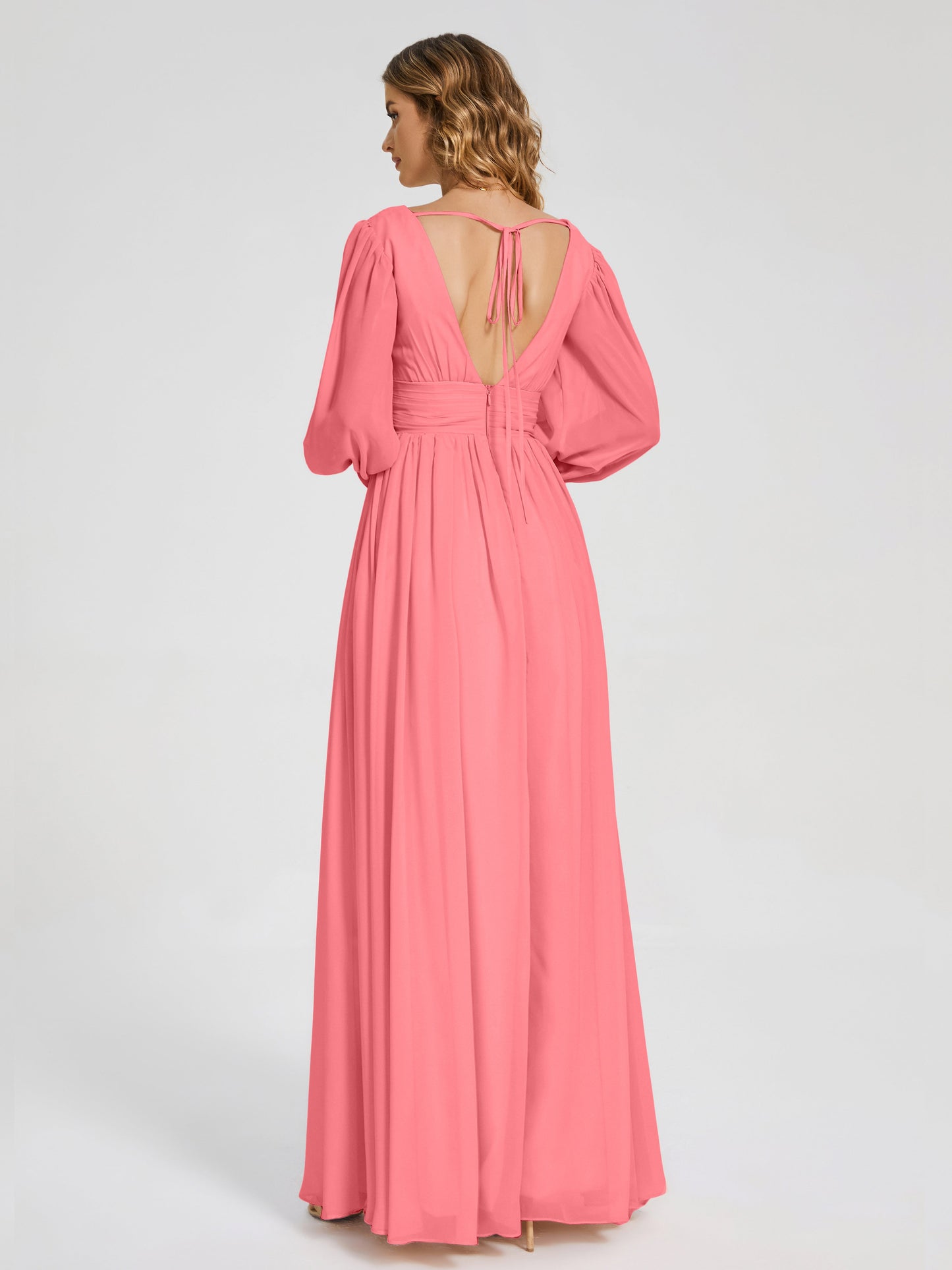 Journey Long Sleeves V-neck Bridesmaid Dress with Side Slit