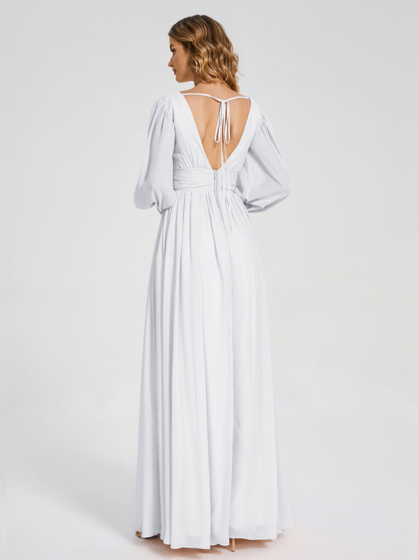 Journey Long Sleeves V-neck Bridesmaid Dress with Side Slit