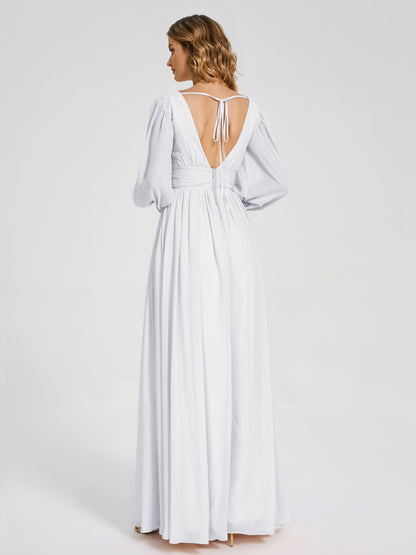 Journey Long Sleeves V-neck Bridesmaid Dress with Side Slit