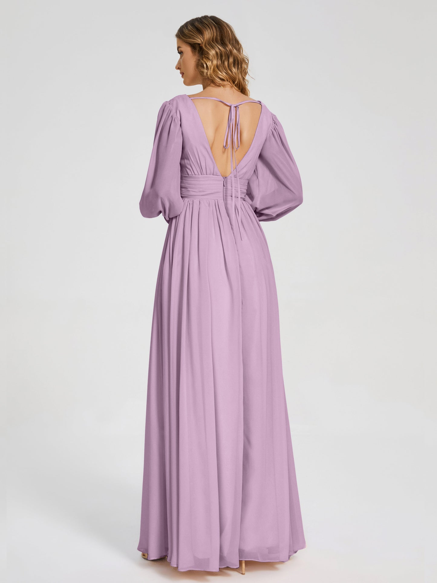 Journey Long Sleeves V-neck Bridesmaid Dress with Side Slit