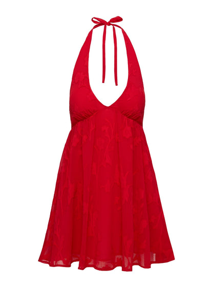 Moriah Halter Mini Dress Red