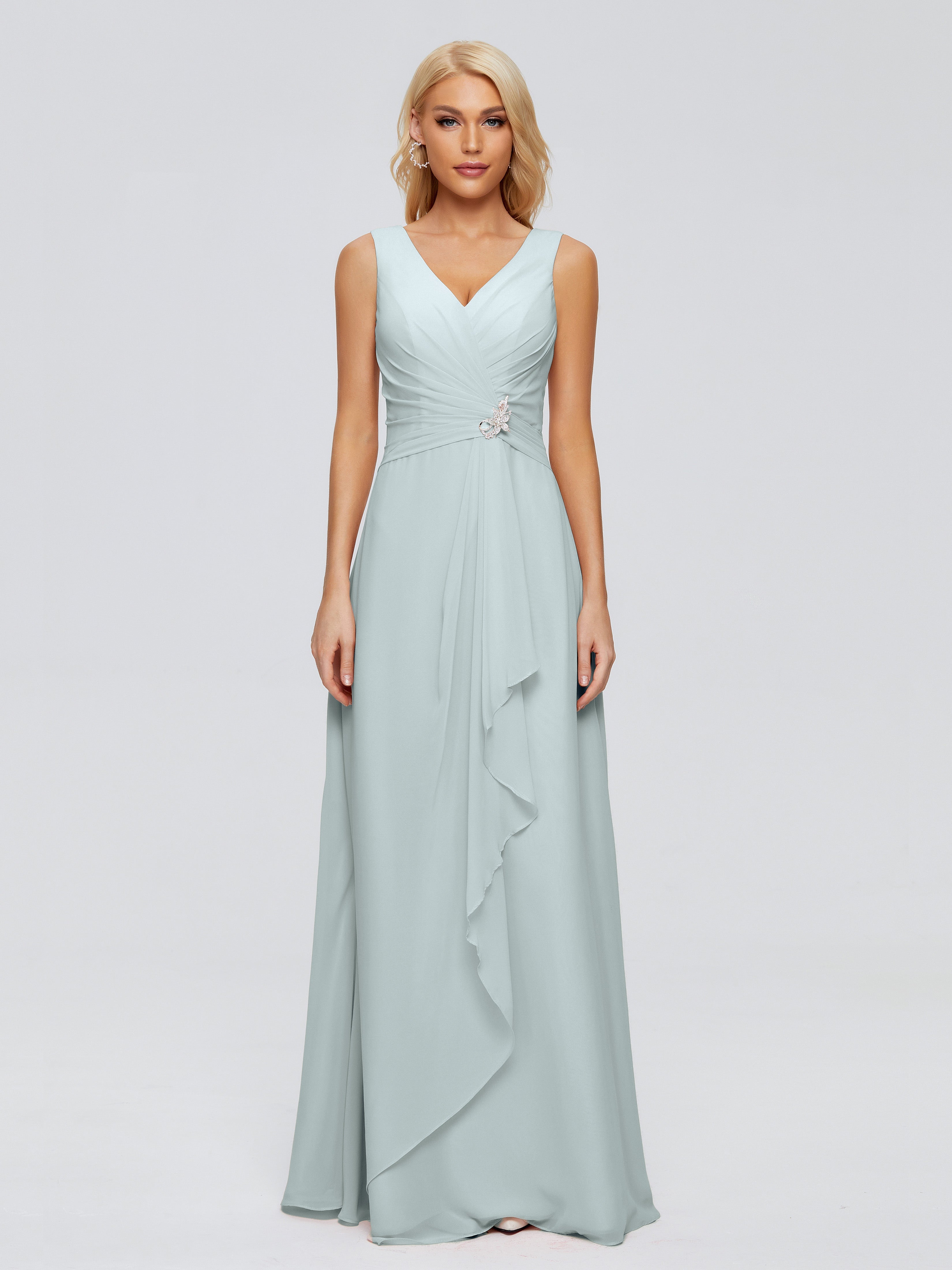 Maria V Neck Sleeveless Chiffon Bridesmaid Dresses
