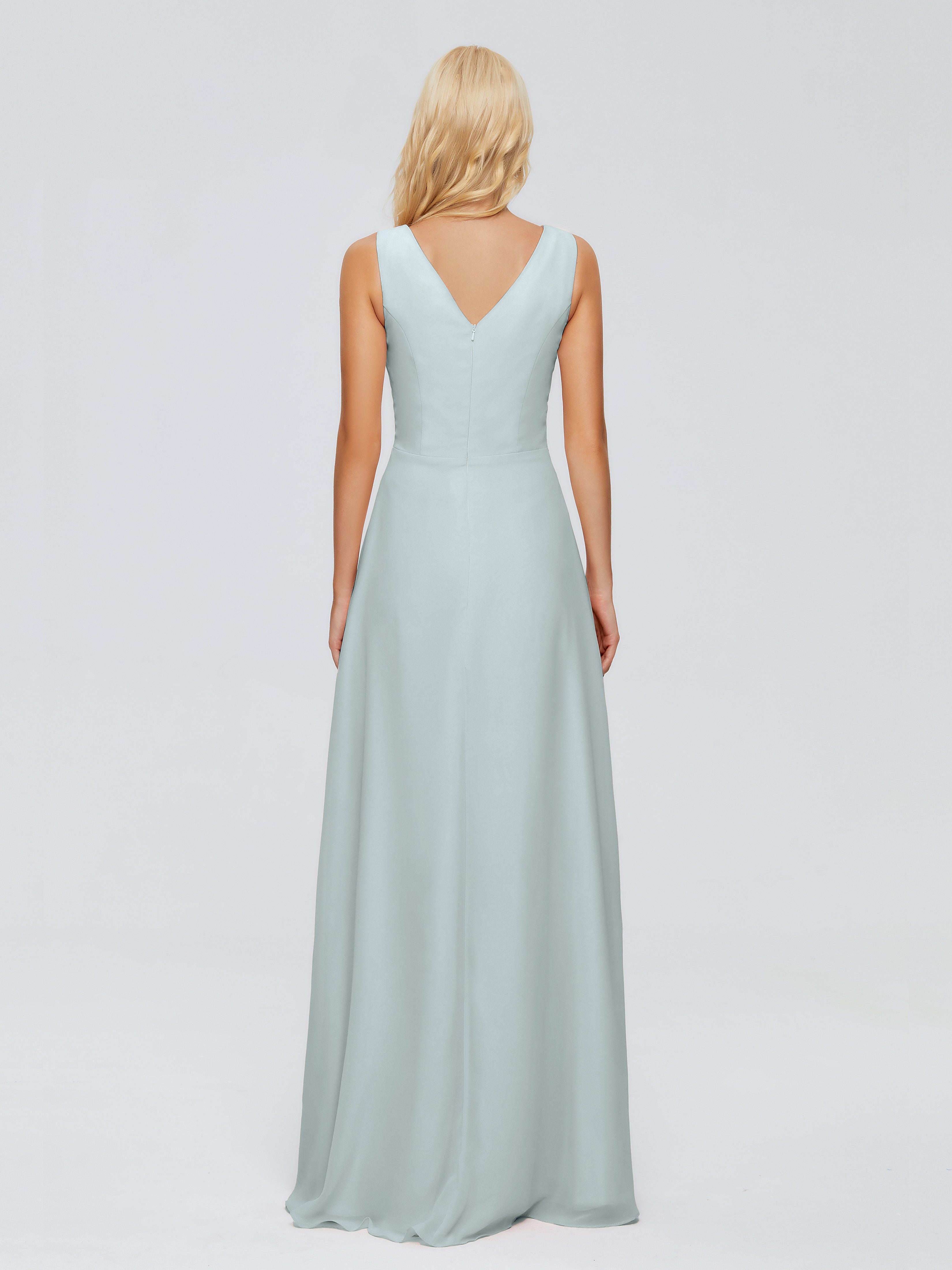 Maria V Neck Sleeveless Chiffon Bridesmaid Dresses