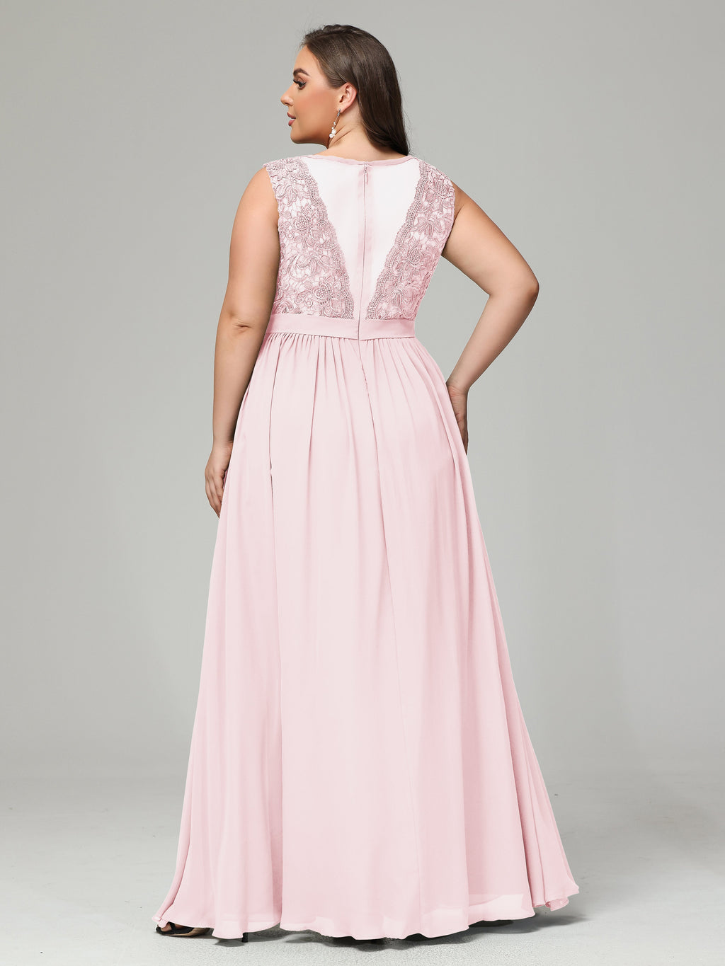 A-Line Bateau Plus Size Chiffon Bridesmaid Dresses
