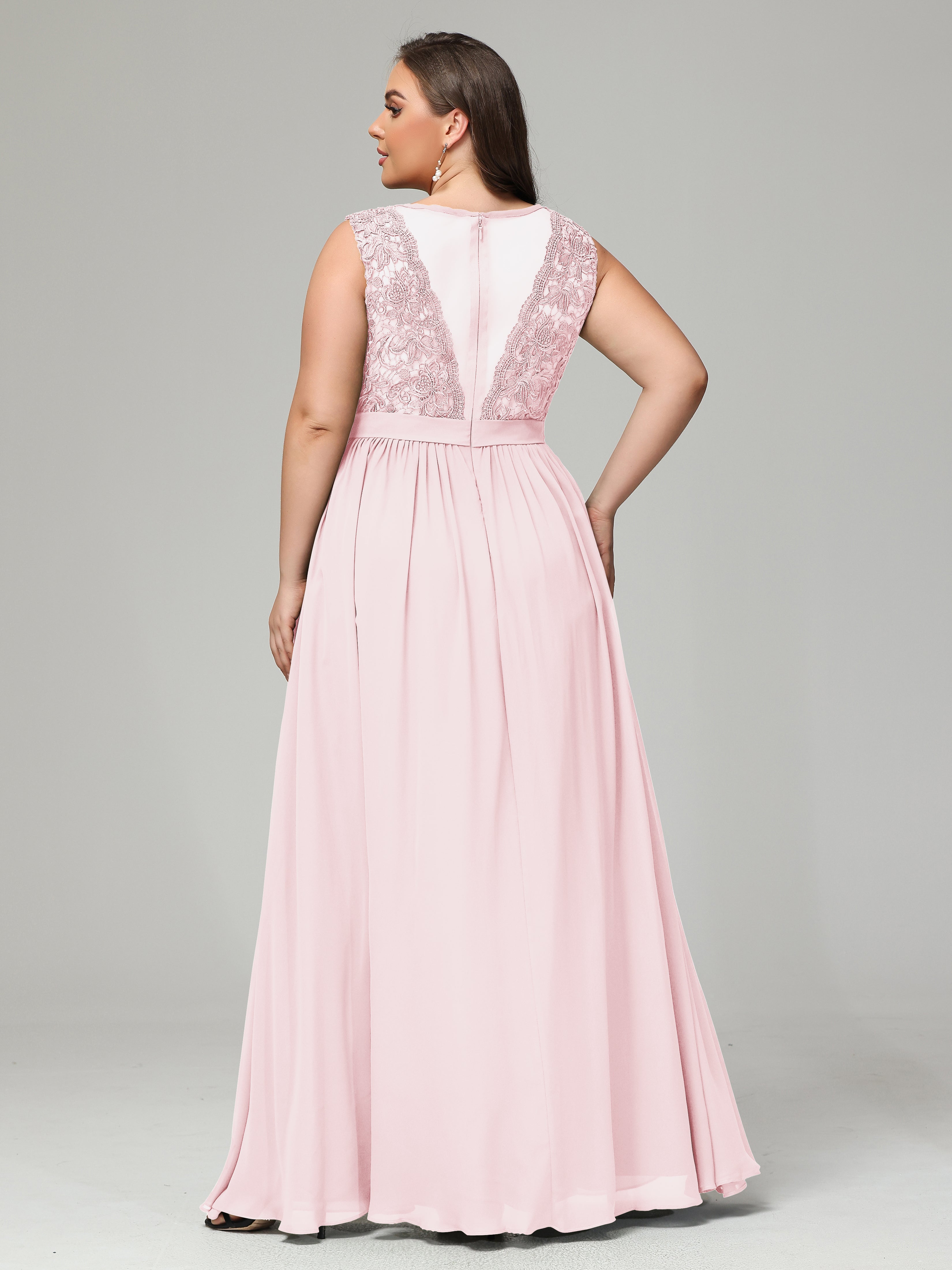 A-Line Bateau Plus Size Chiffon Bridesmaid Dresses