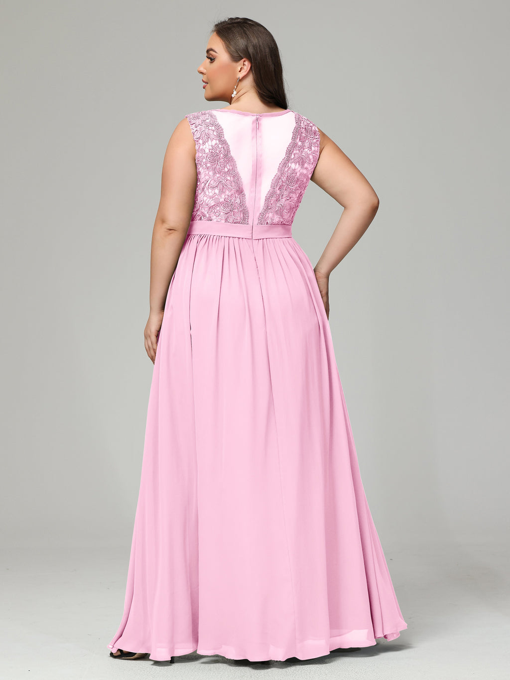 A-Line Bateau Plus Size Chiffon Bridesmaid Dresses