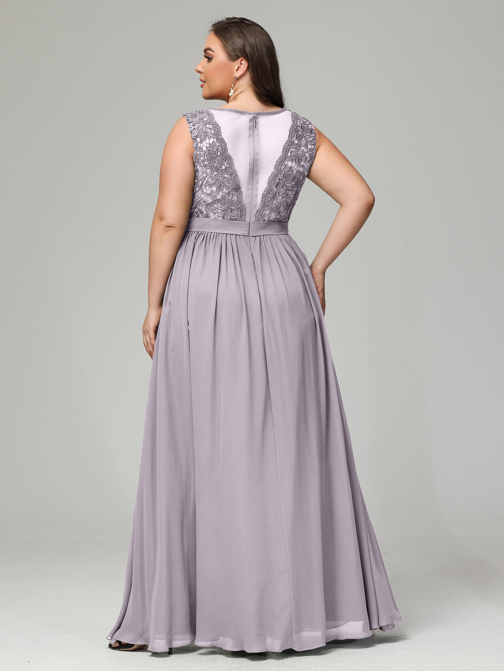A-Line Bateau Plus Size Chiffon Bridesmaid Dresses