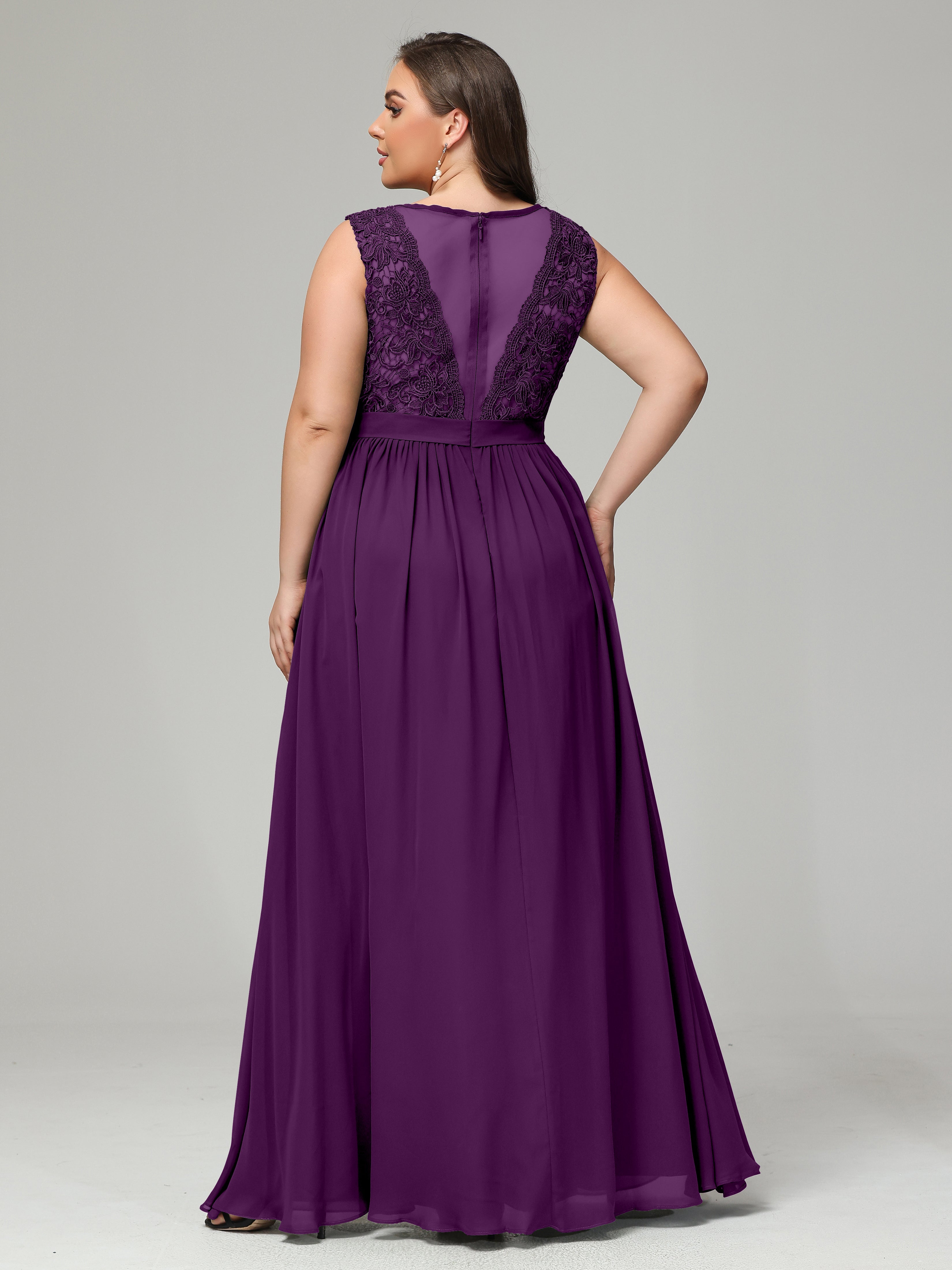 A-Line Bateau Plus Size Chiffon Bridesmaid Dresses