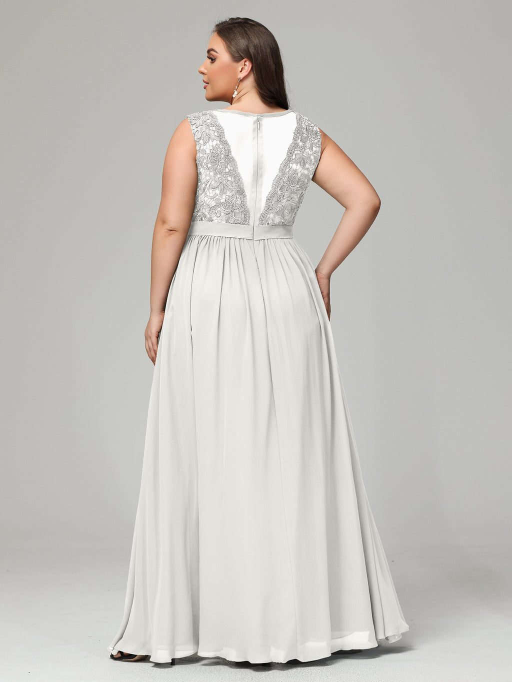 A-Line Bateau Plus Size Chiffon Bridesmaid Dresses