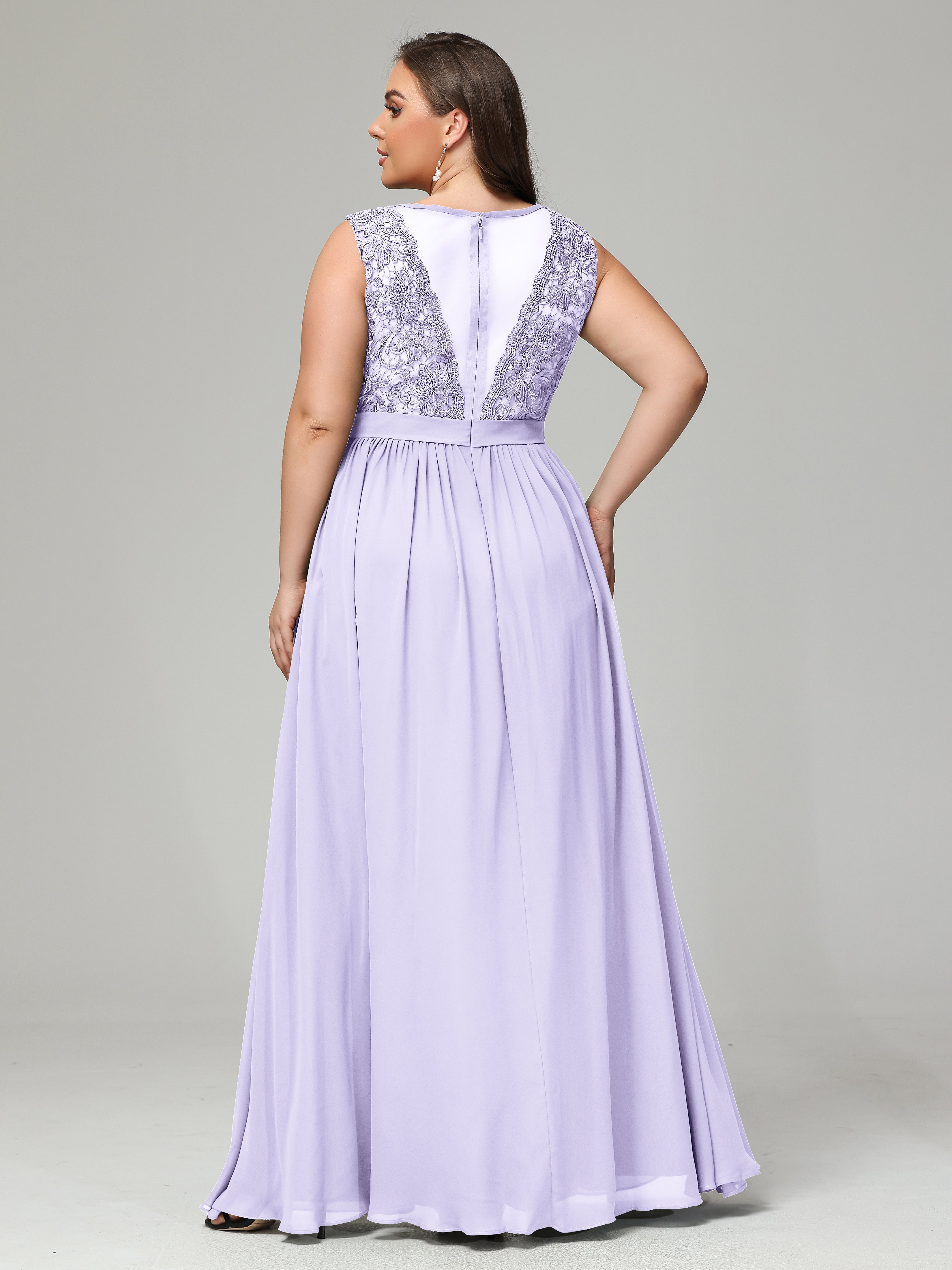 A-Line Bateau Plus Size Chiffon Bridesmaid Dresses