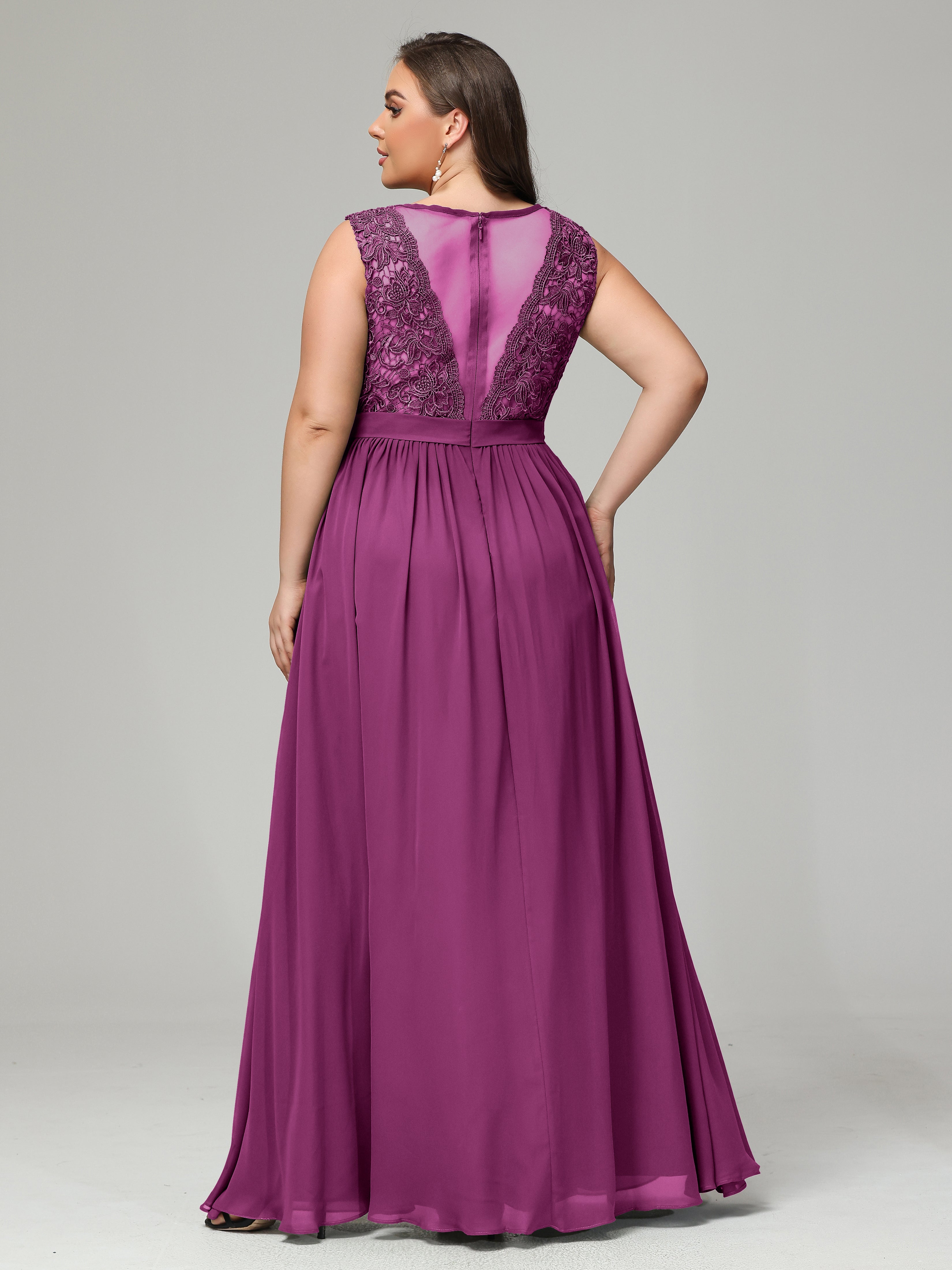A-Line Bateau Plus Size Chiffon Bridesmaid Dresses
