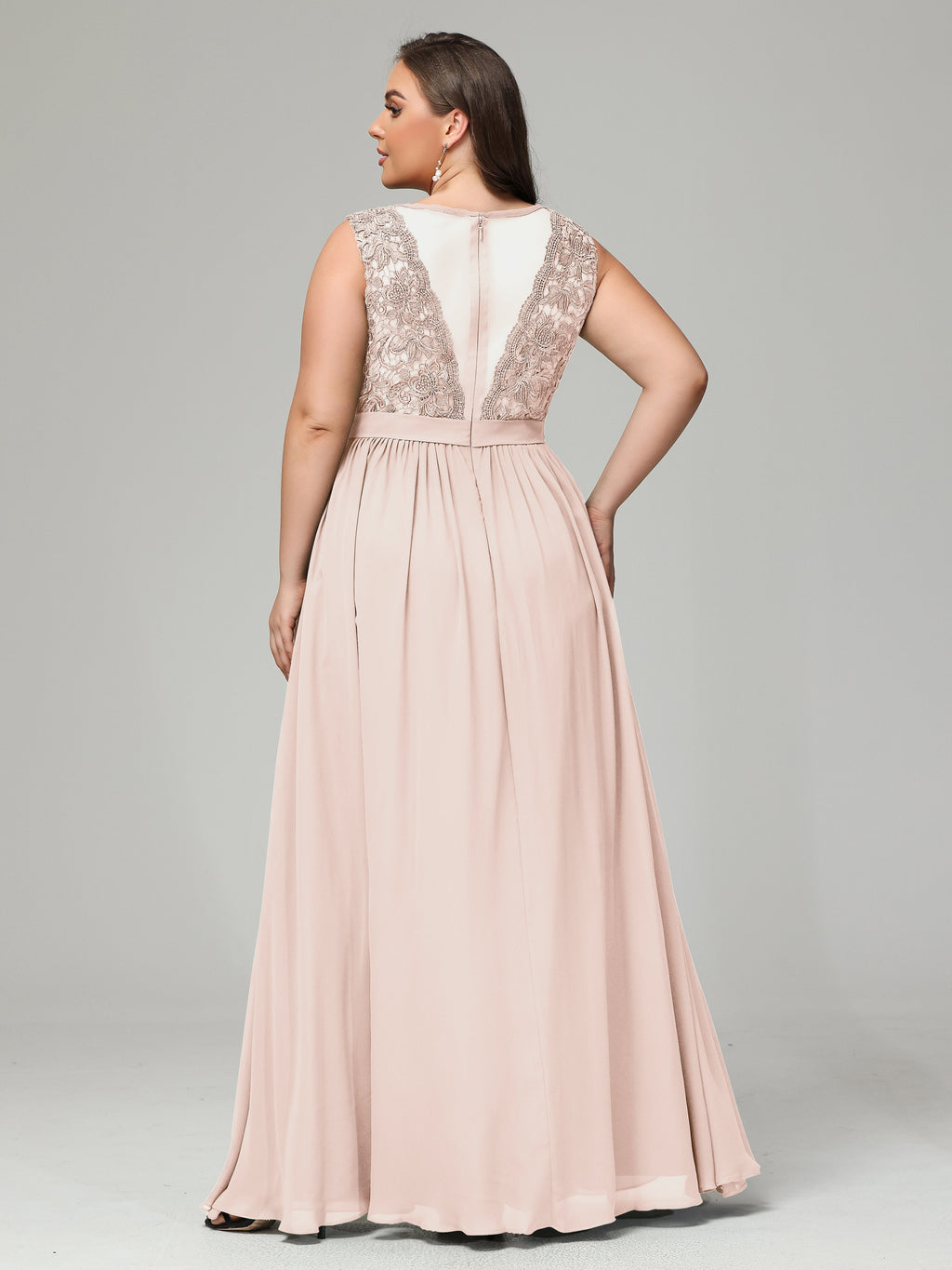 A-Line Bateau Plus Size Chiffon Bridesmaid Dresses