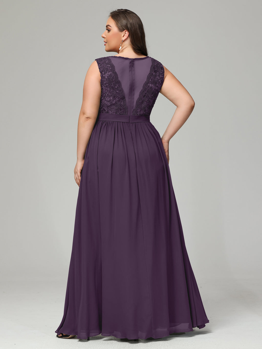A-Line Bateau Plus Size Chiffon Bridesmaid Dresses
