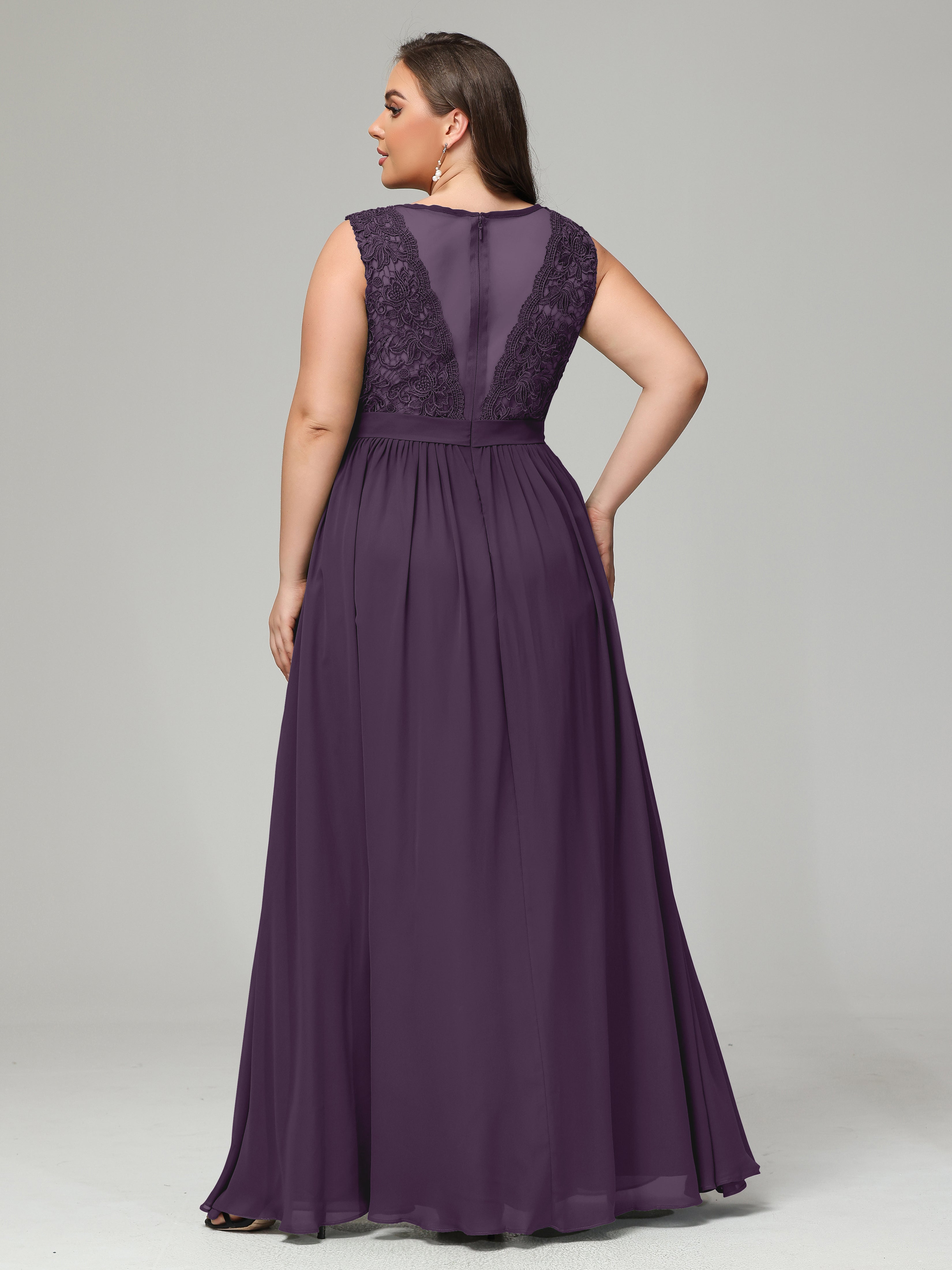A-Line Bateau Plus Size Chiffon Bridesmaid Dresses