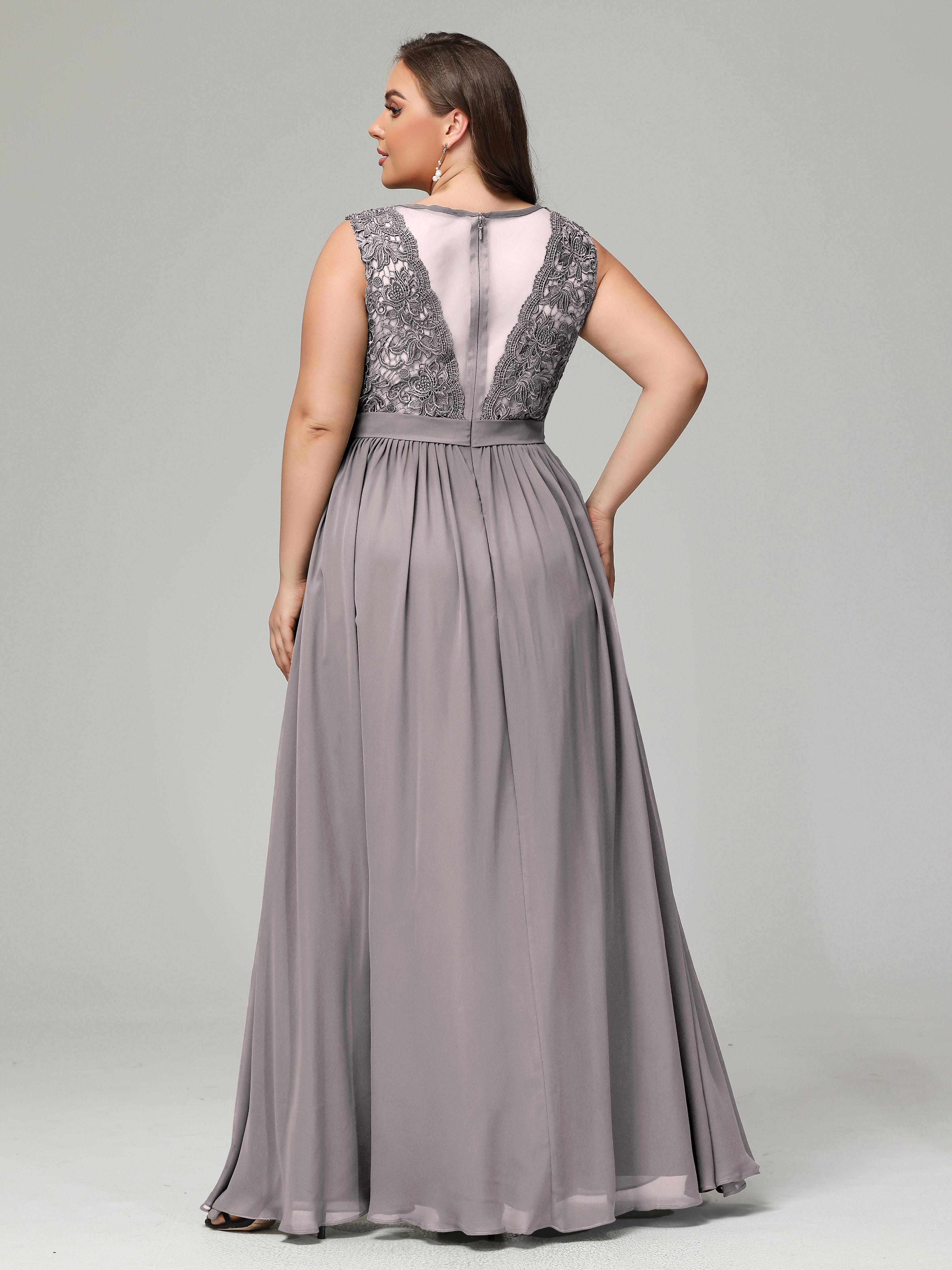 A-Line Bateau Plus Size Chiffon Bridesmaid Dresses