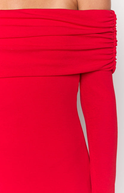 Mary Red Long Sleeve Mini Dress