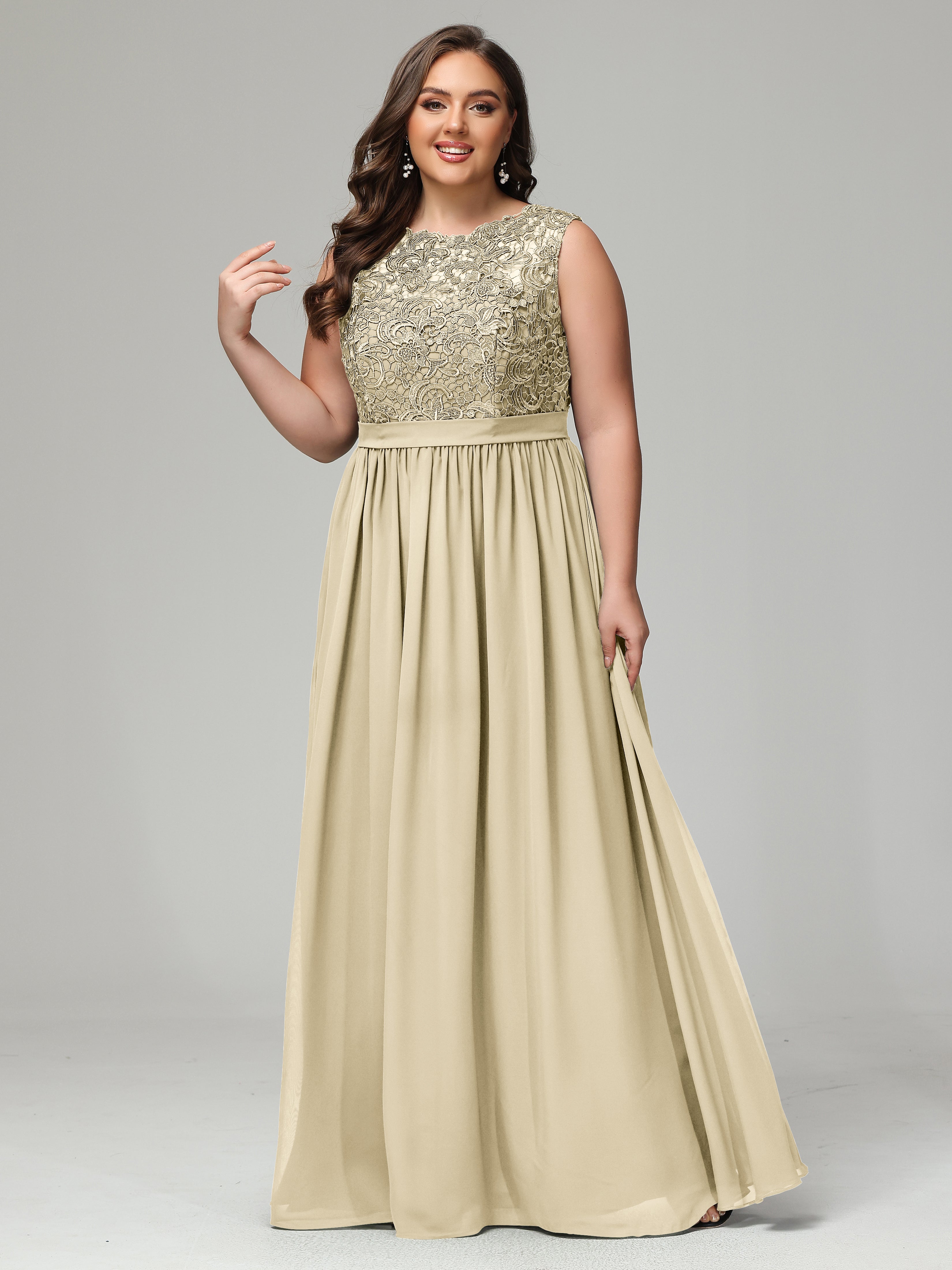 A-Line Bateau Plus Size Chiffon Bridesmaid Dresses