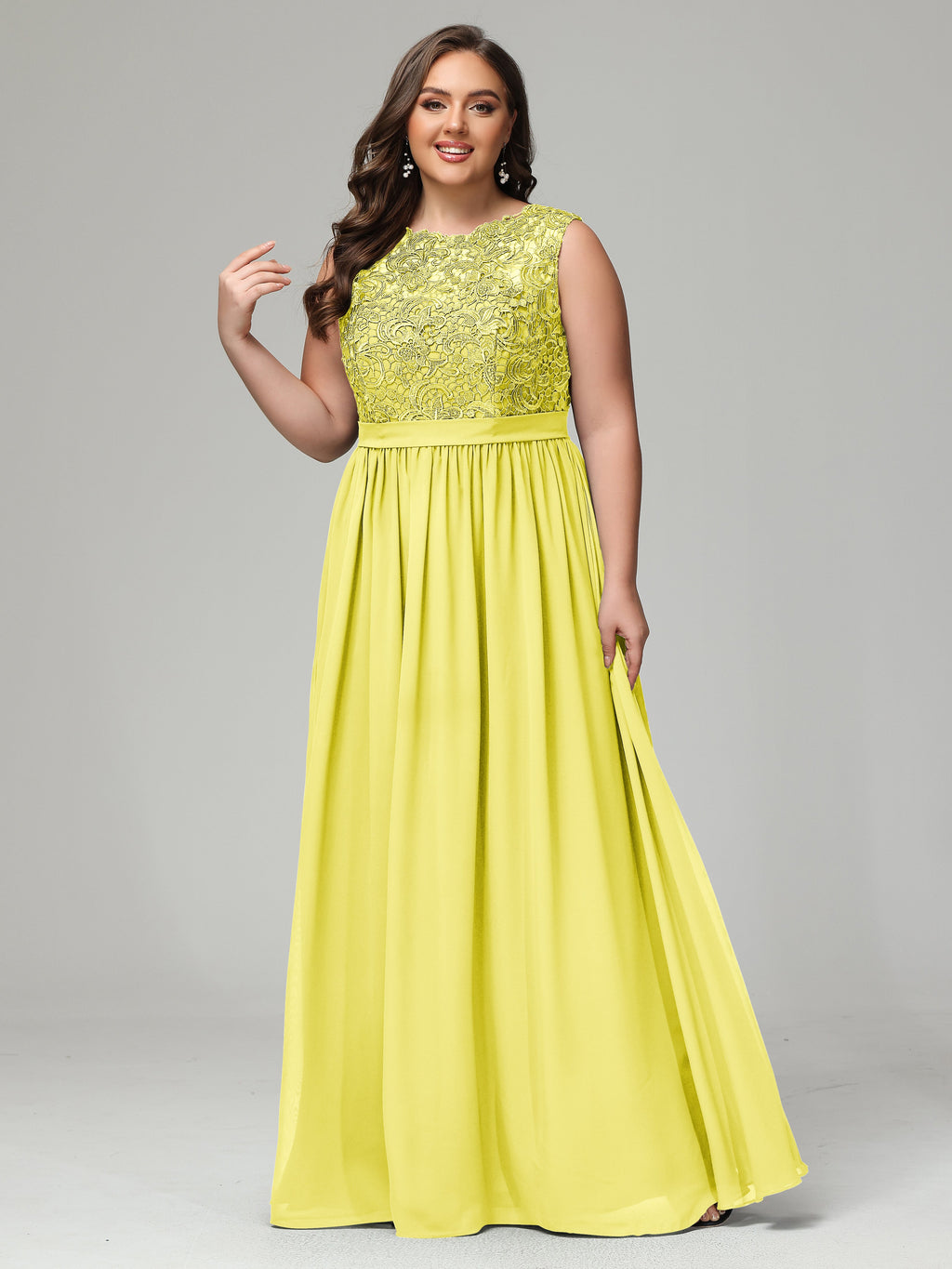 A-Line Bateau Plus Size Chiffon Bridesmaid Dresses