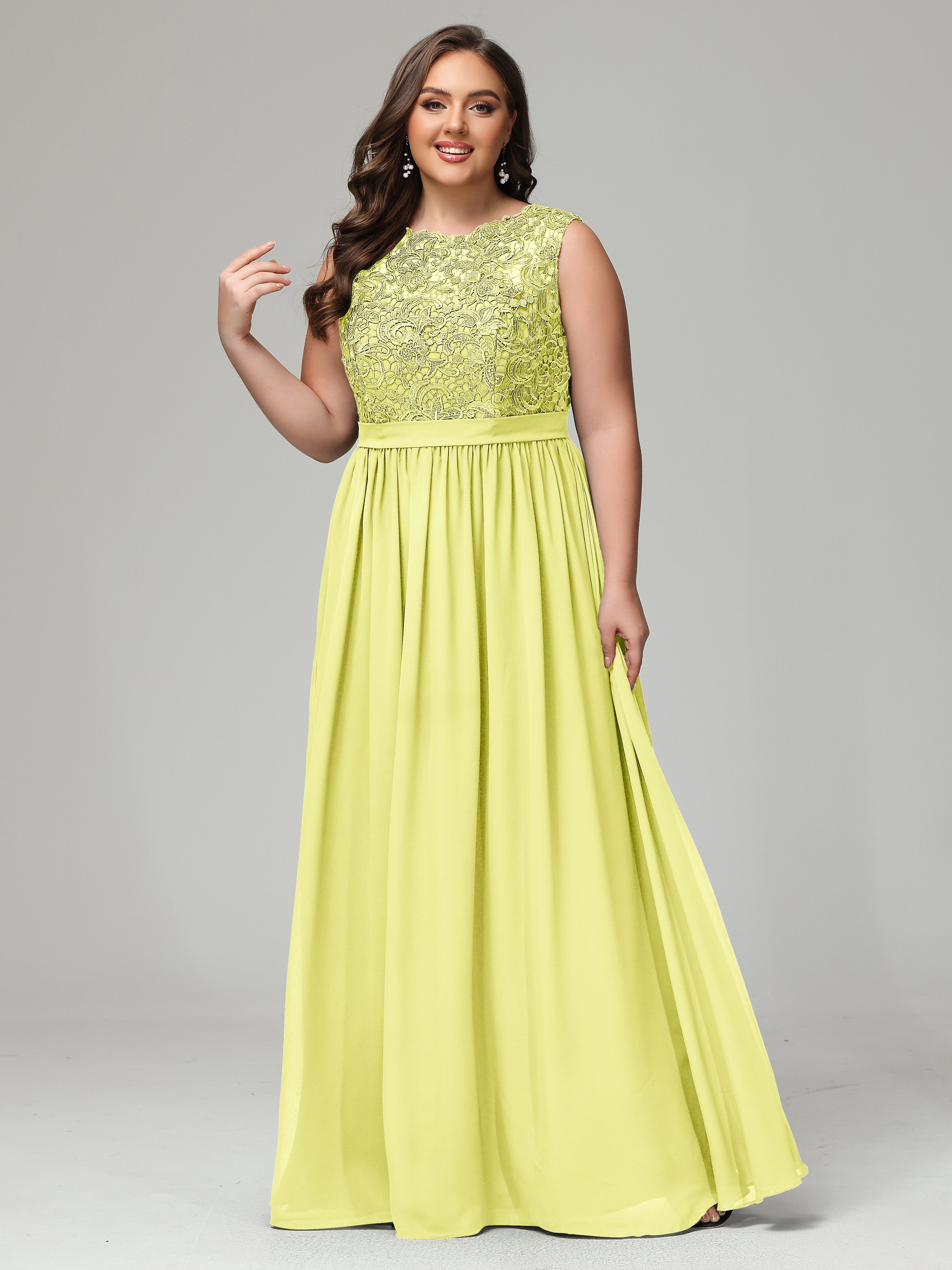 A-Line Bateau Plus Size Chiffon Bridesmaid Dresses