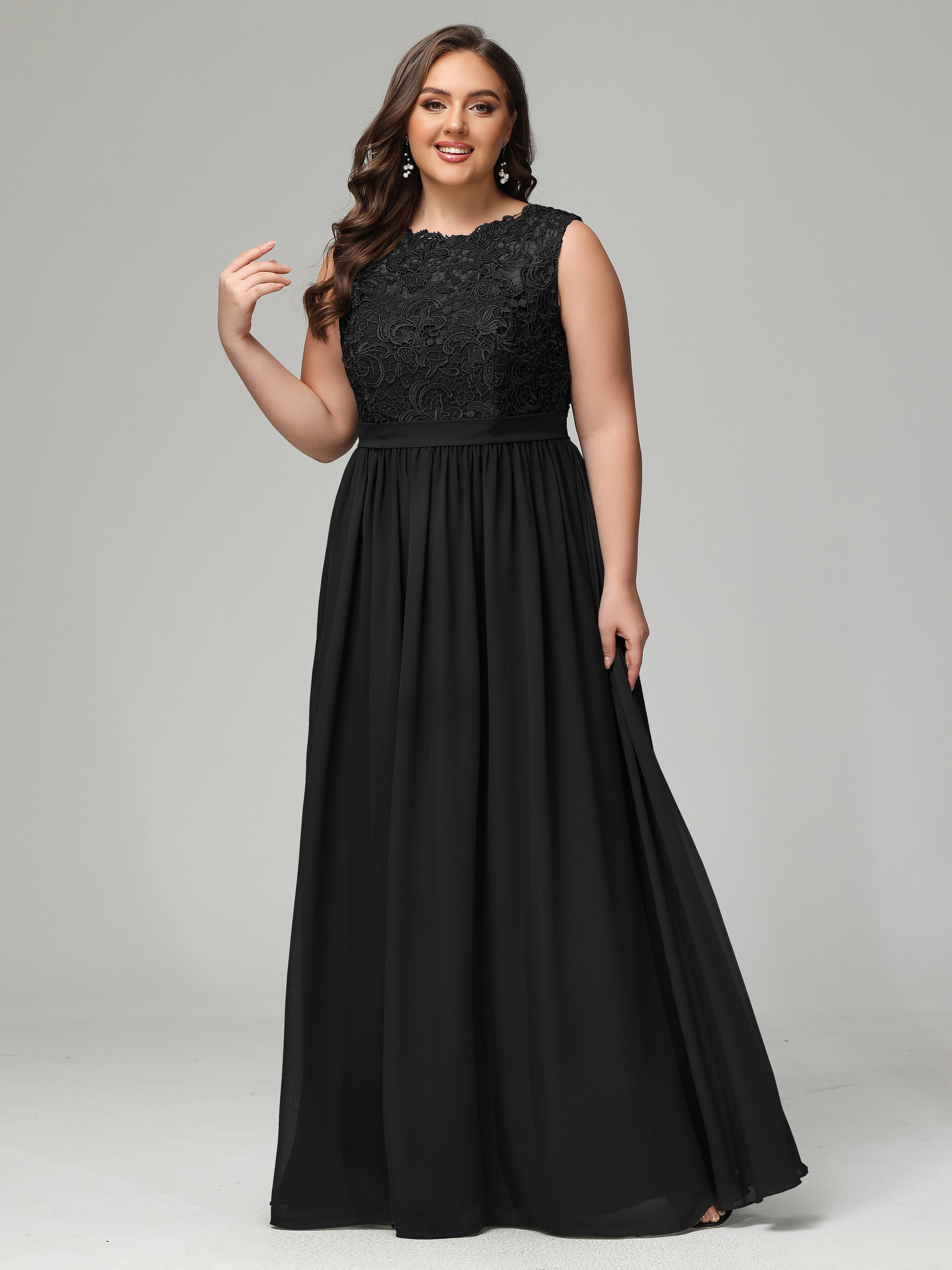 A-Line Bateau Plus Size Chiffon Bridesmaid Dresses