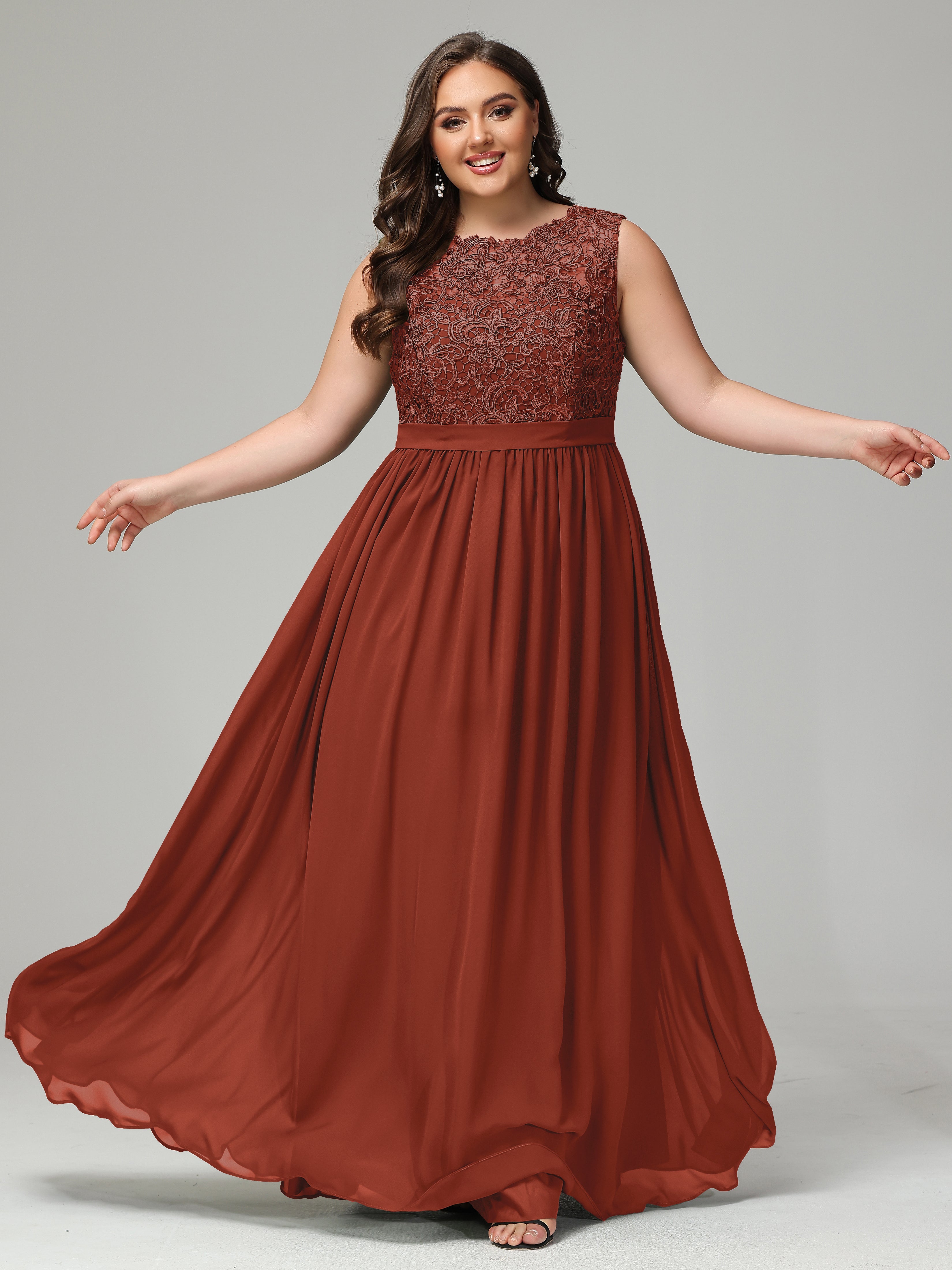 A-Line Bateau Plus Size Chiffon Bridesmaid Dresses