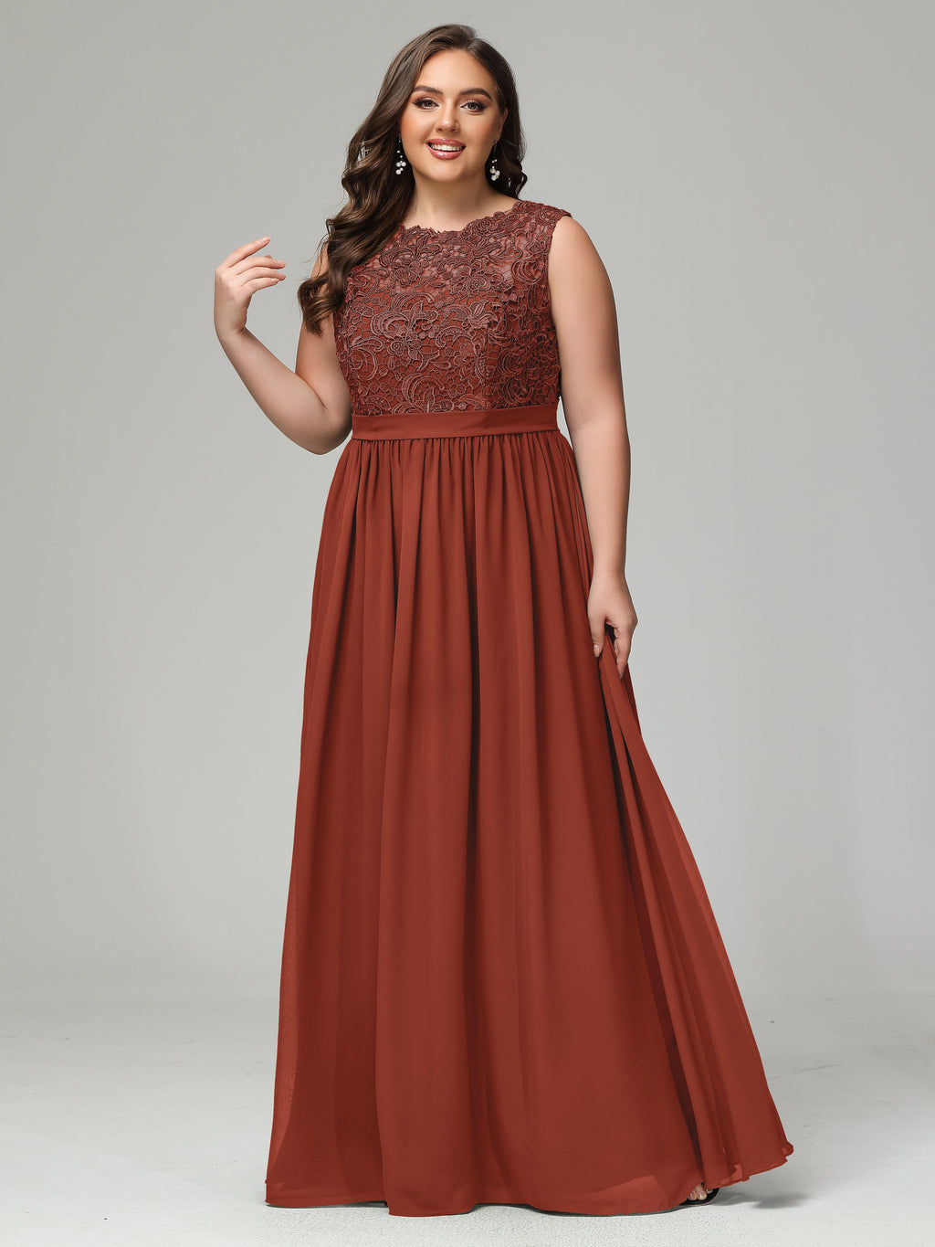 A-Line Bateau Plus Size Chiffon Bridesmaid Dresses