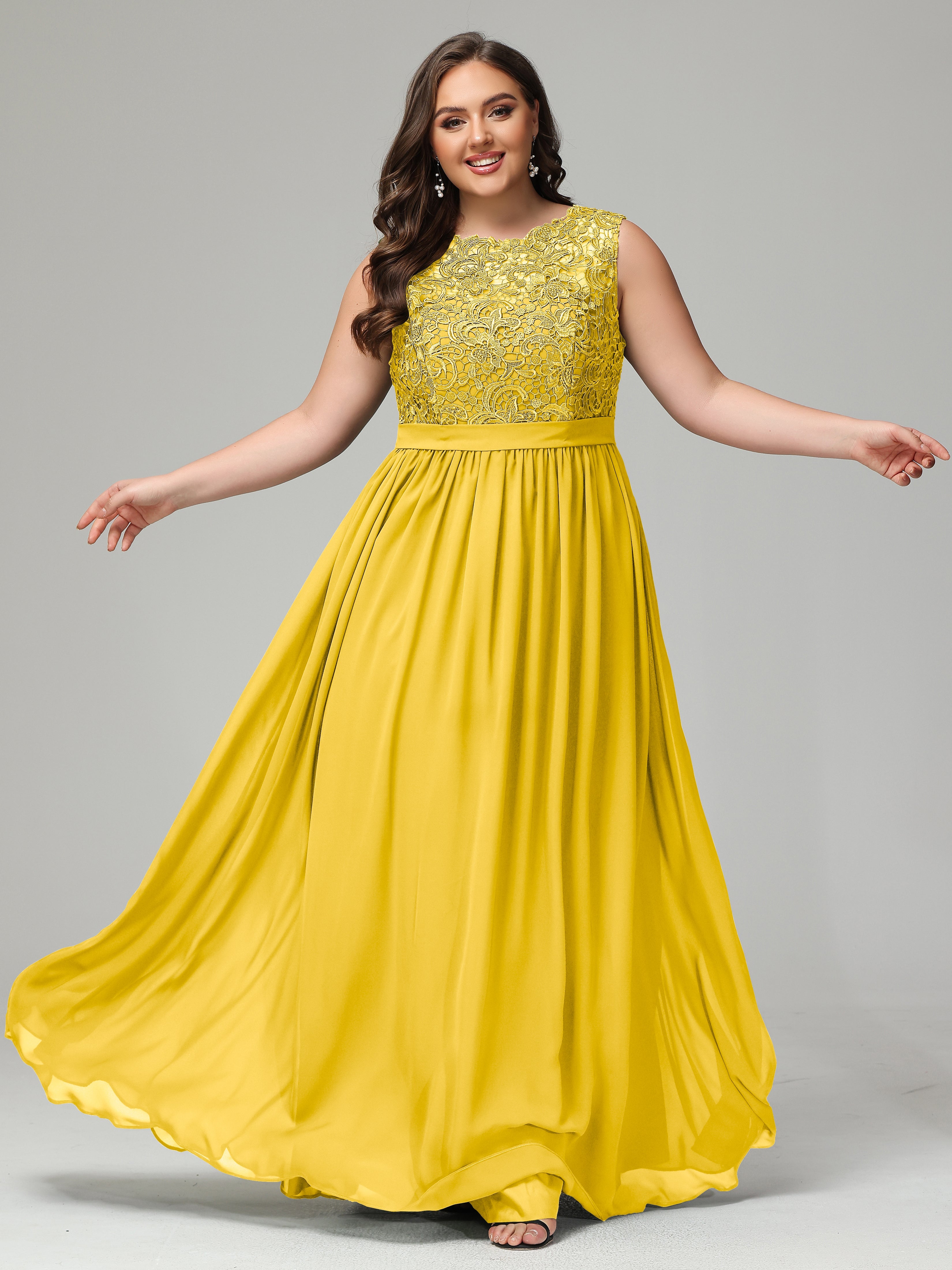 A-Line Bateau Plus Size Chiffon Bridesmaid Dresses