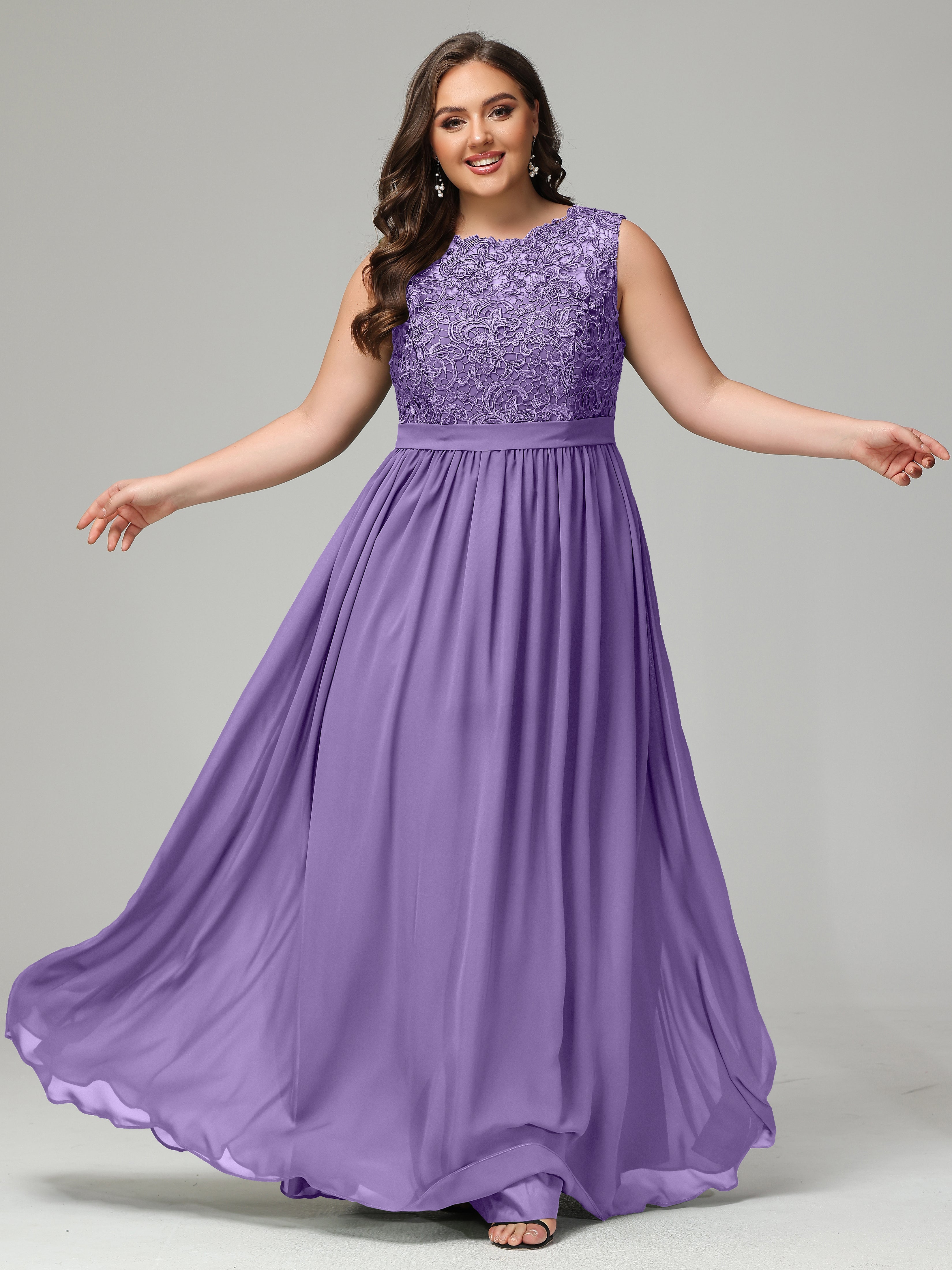 A-Line Bateau Plus Size Chiffon Bridesmaid Dresses