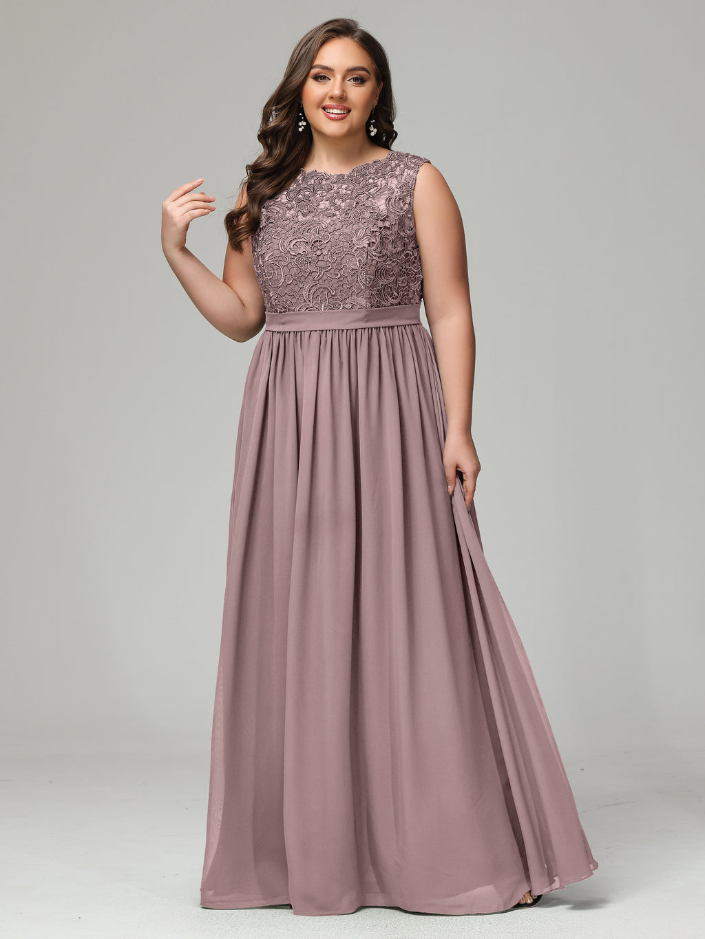 A-Line Bateau Plus Size Chiffon Bridesmaid Dresses