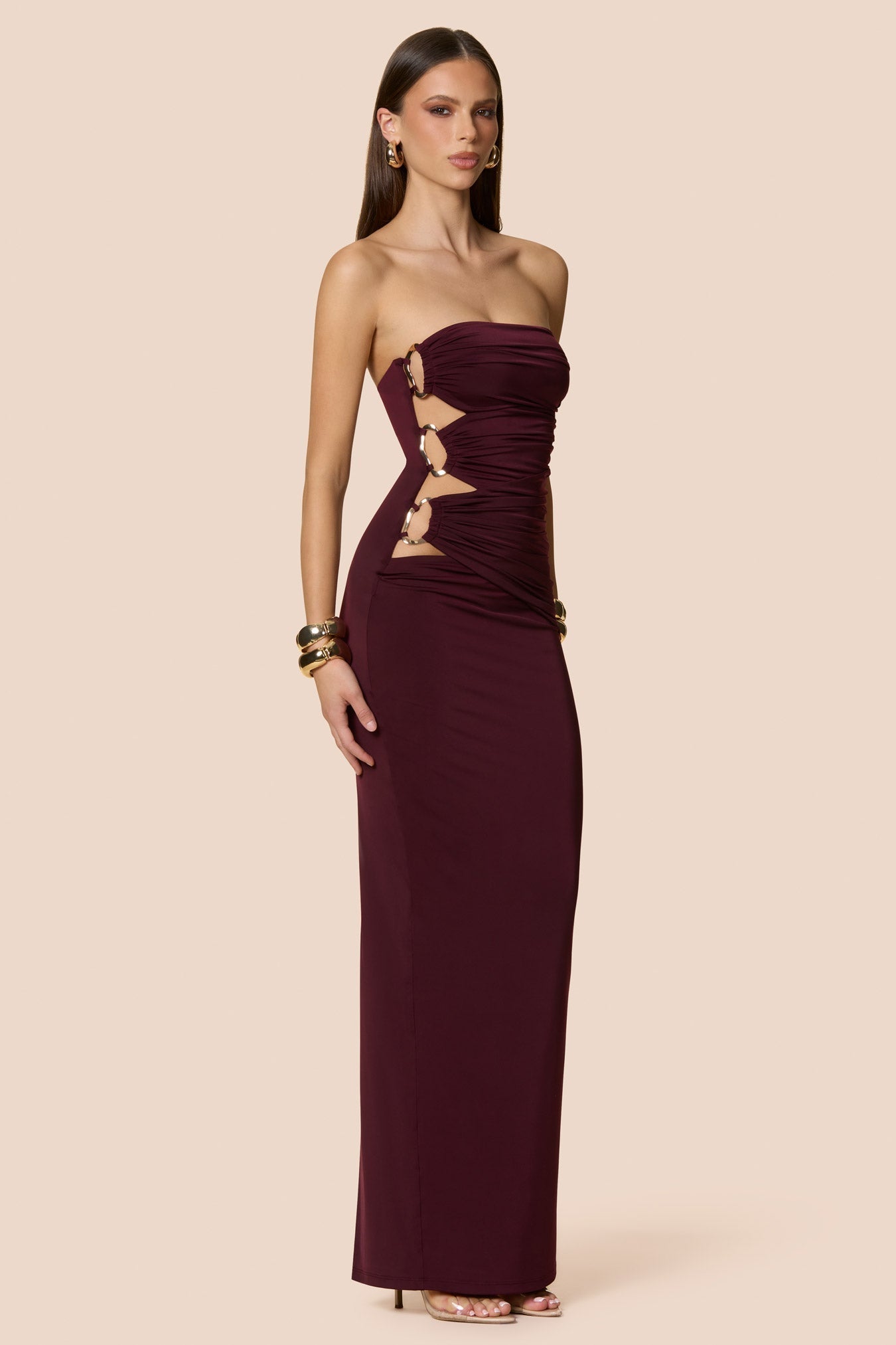 Nookie Portia Bandeau Maxi Dress - Wine