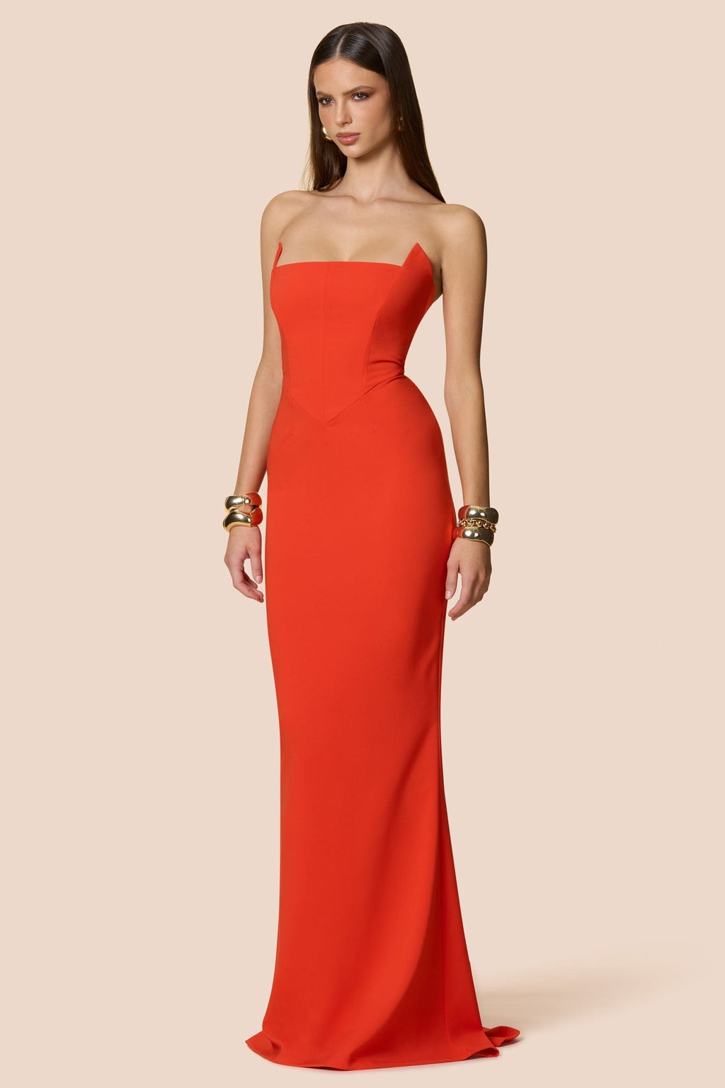 Nookie Aaliyah Strapless Gown - Tangerine