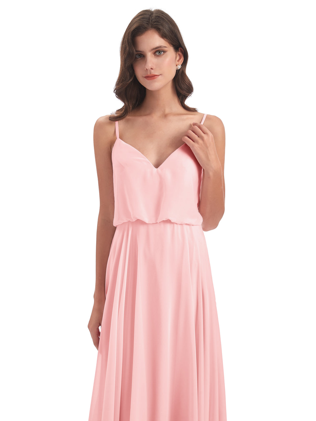 Leah Floor Length Spaghetti Straps Chiffon Bridesmaid Dresses