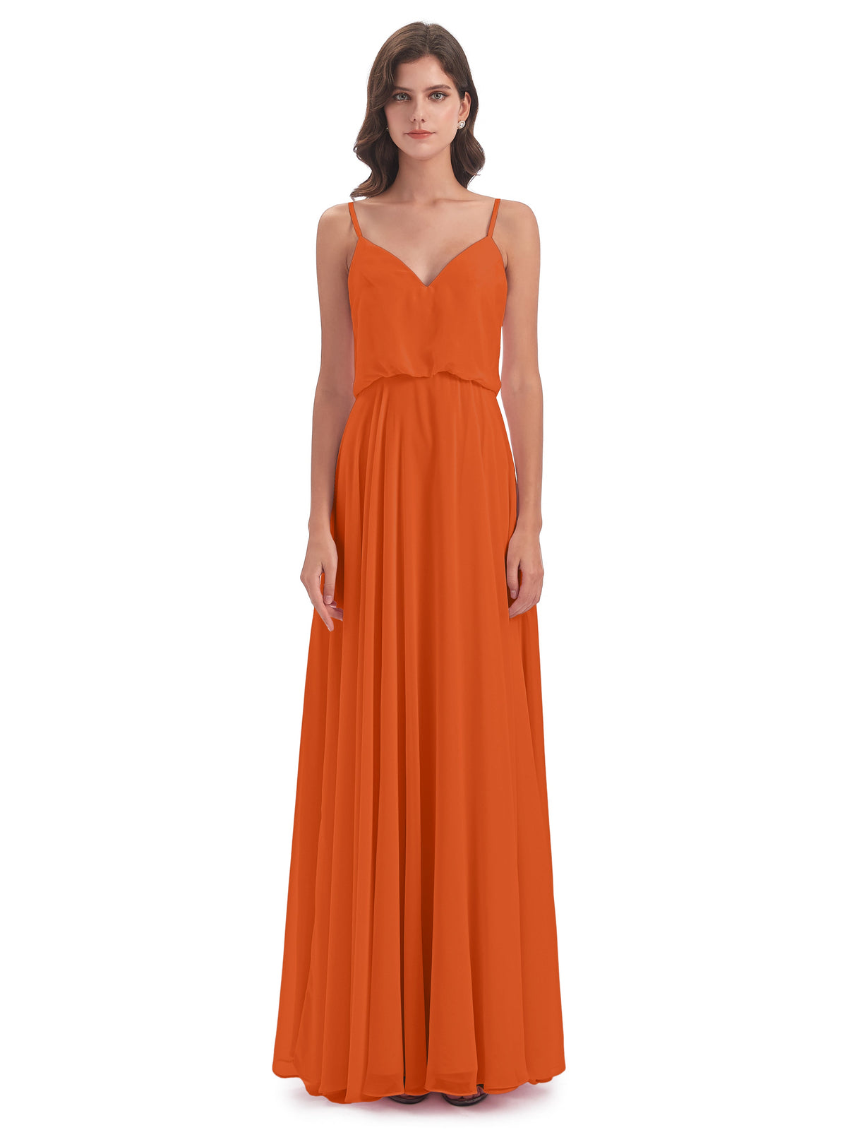 Leah Floor Length Spaghetti Straps Chiffon Bridesmaid Dresses