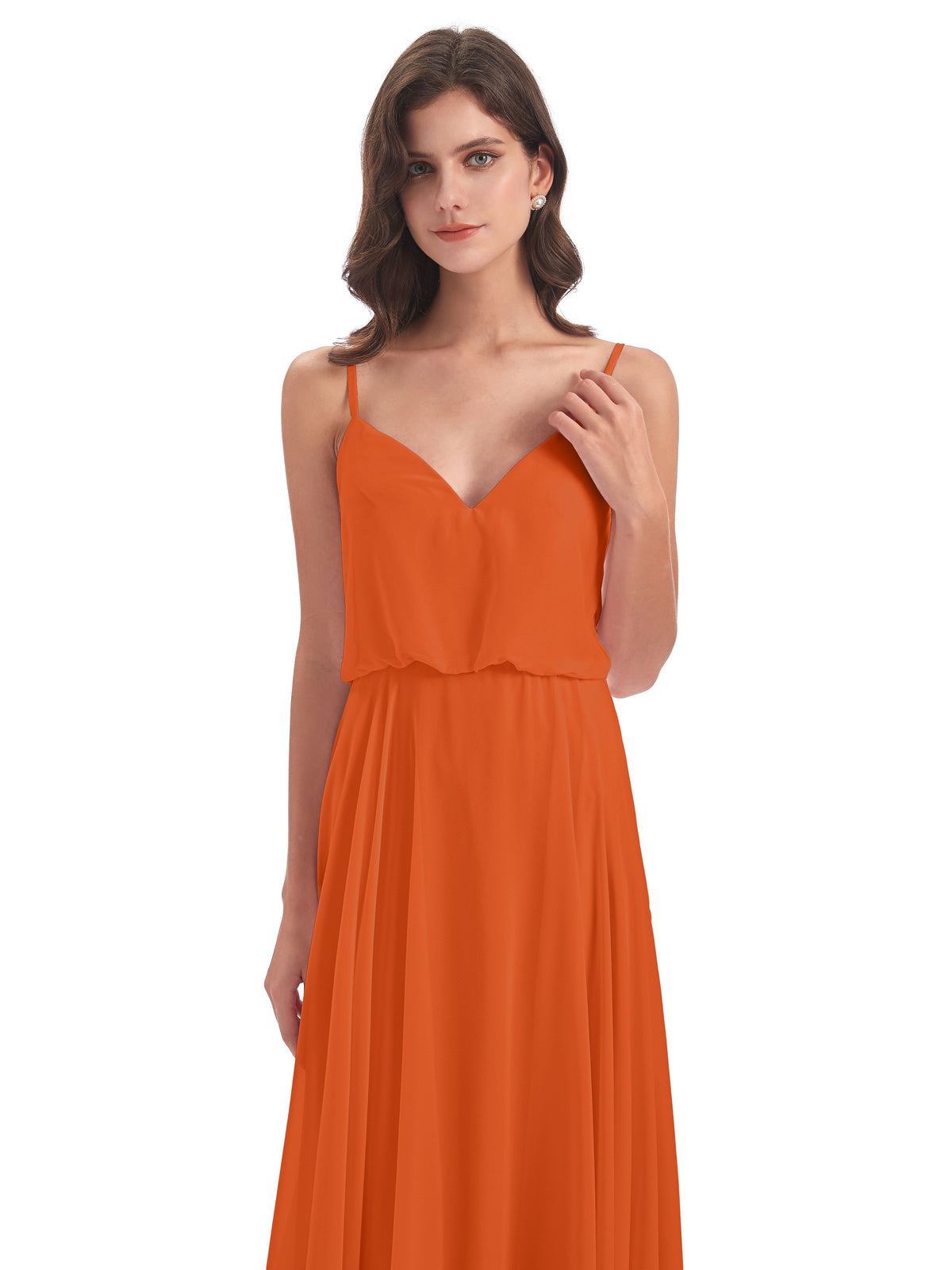 Leah Floor Length Spaghetti Straps Chiffon Bridesmaid Dresses