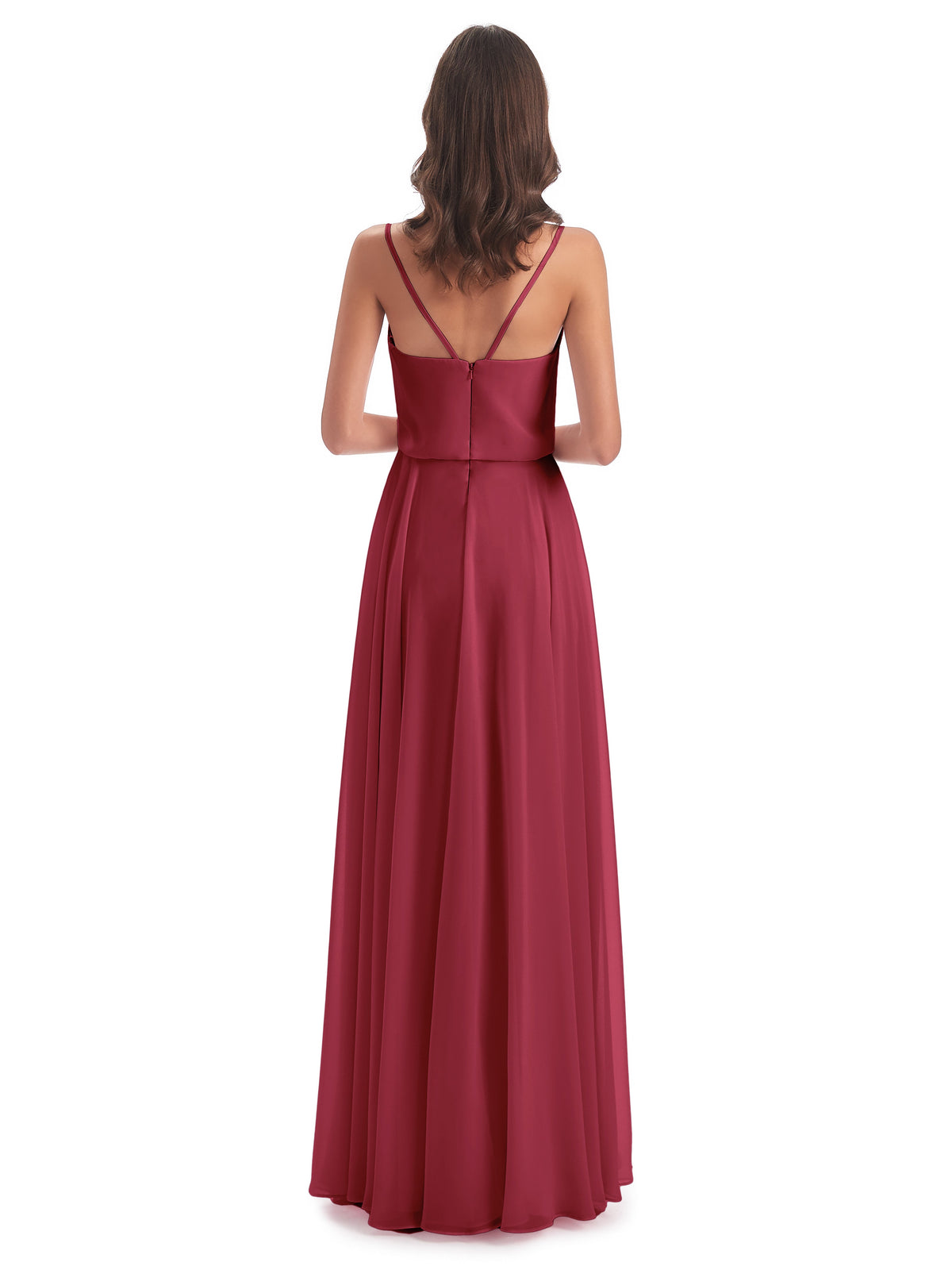 Leah Floor Length Spaghetti Straps Chiffon Bridesmaid Dresses