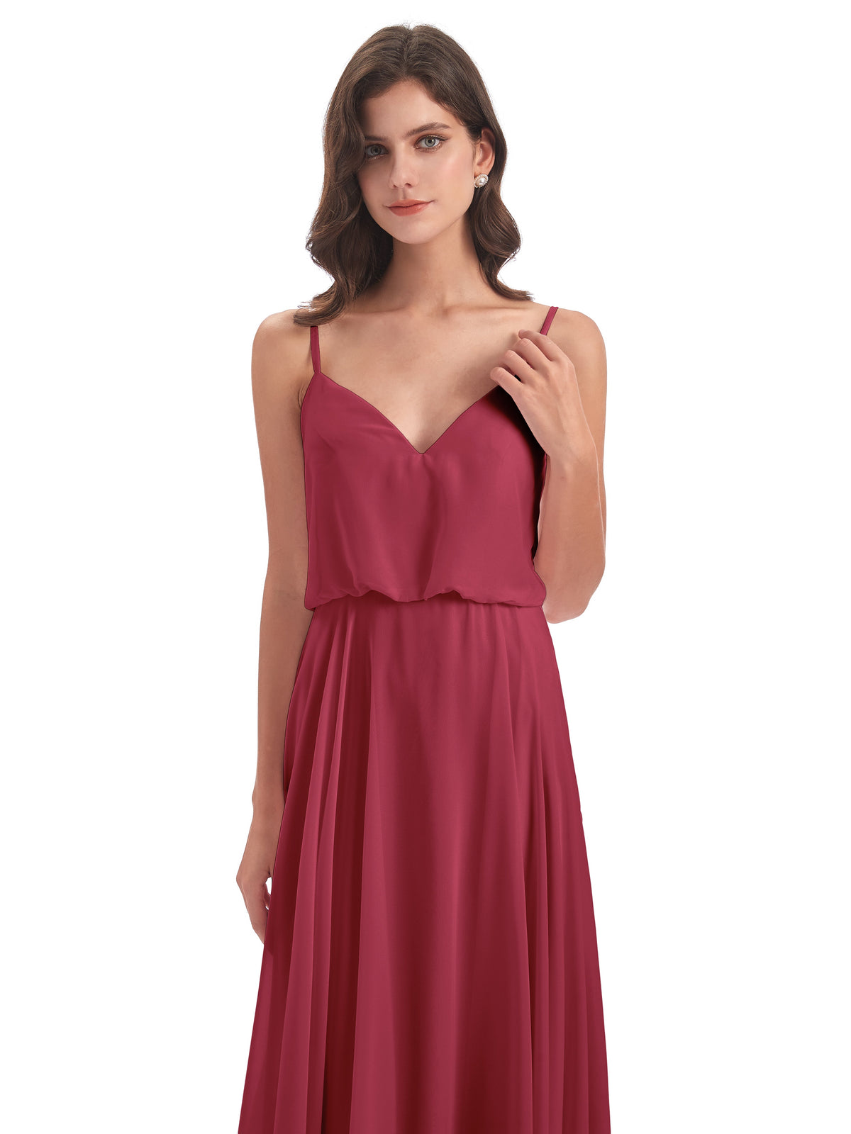 Leah Floor Length Spaghetti Straps Chiffon Bridesmaid Dresses