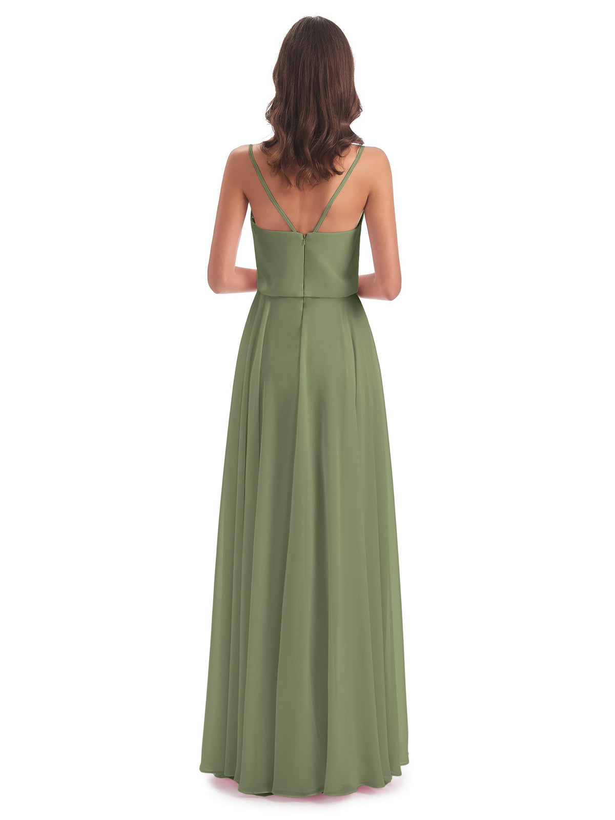 Leah Floor Length Spaghetti Straps Chiffon Bridesmaid Dresses