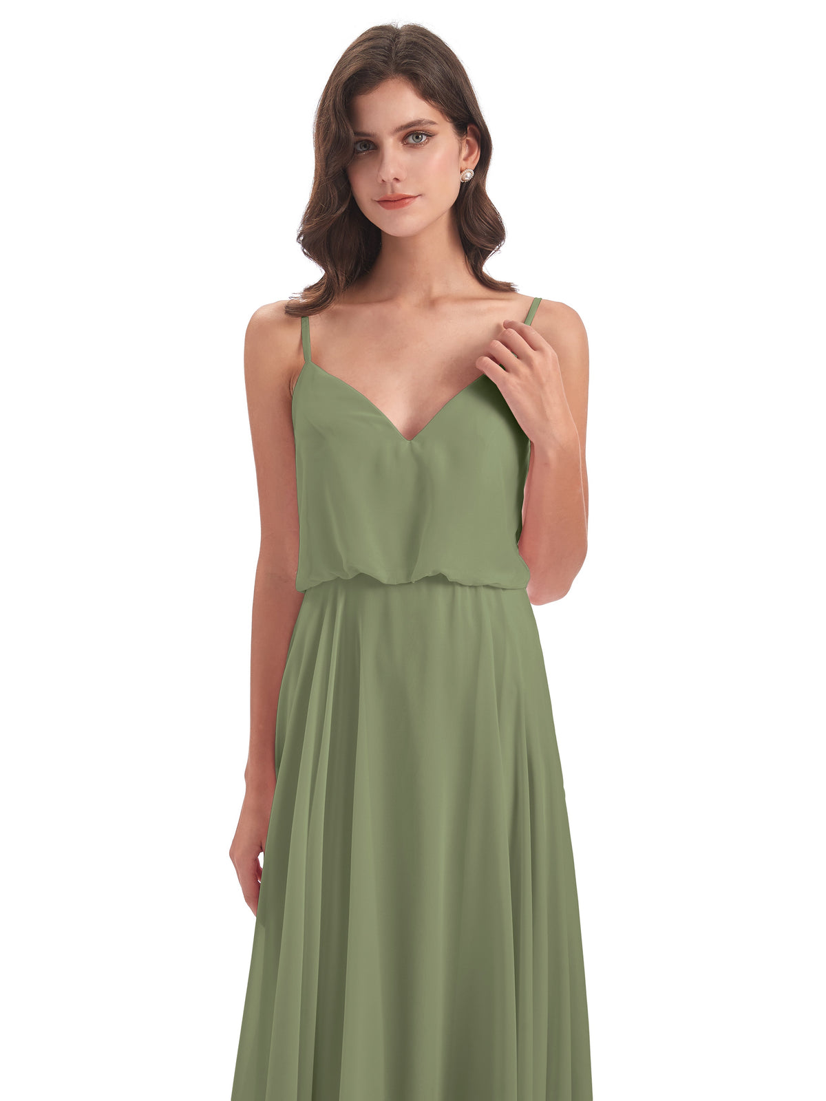 Leah Floor Length Spaghetti Straps Chiffon Bridesmaid Dresses