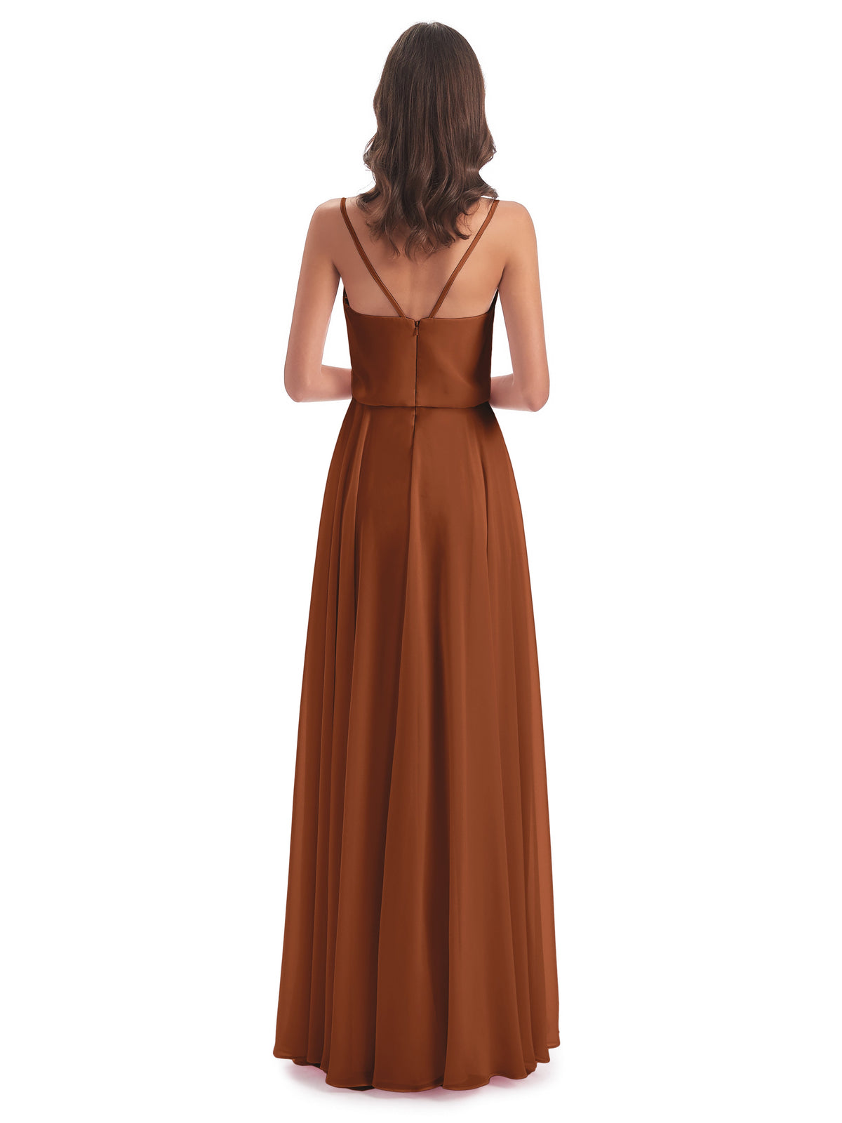 Leah Floor Length Spaghetti Straps Chiffon Bridesmaid Dresses