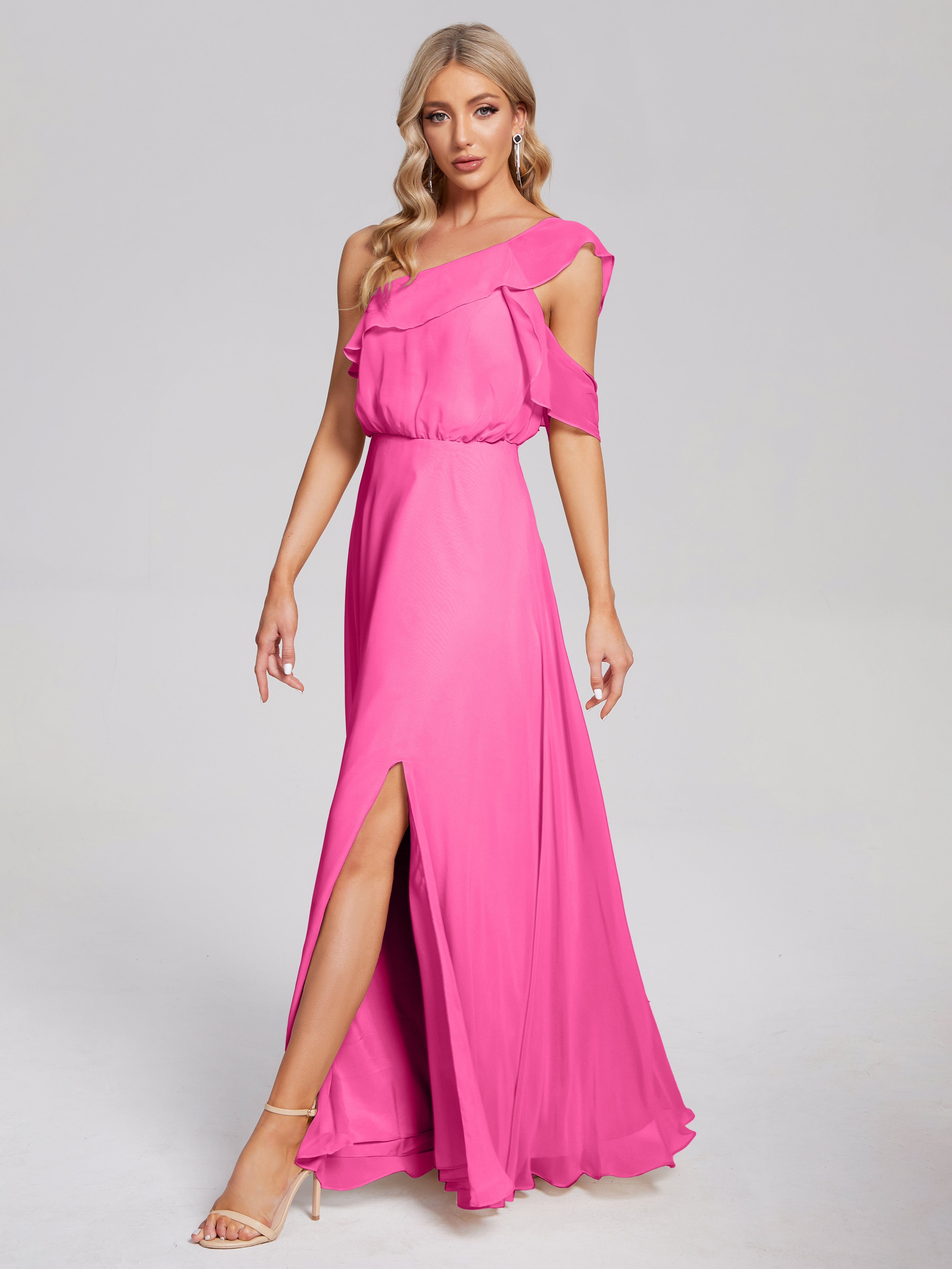 Paislee One Shoulder Ruffles Chiffon Bridesmaid Dress