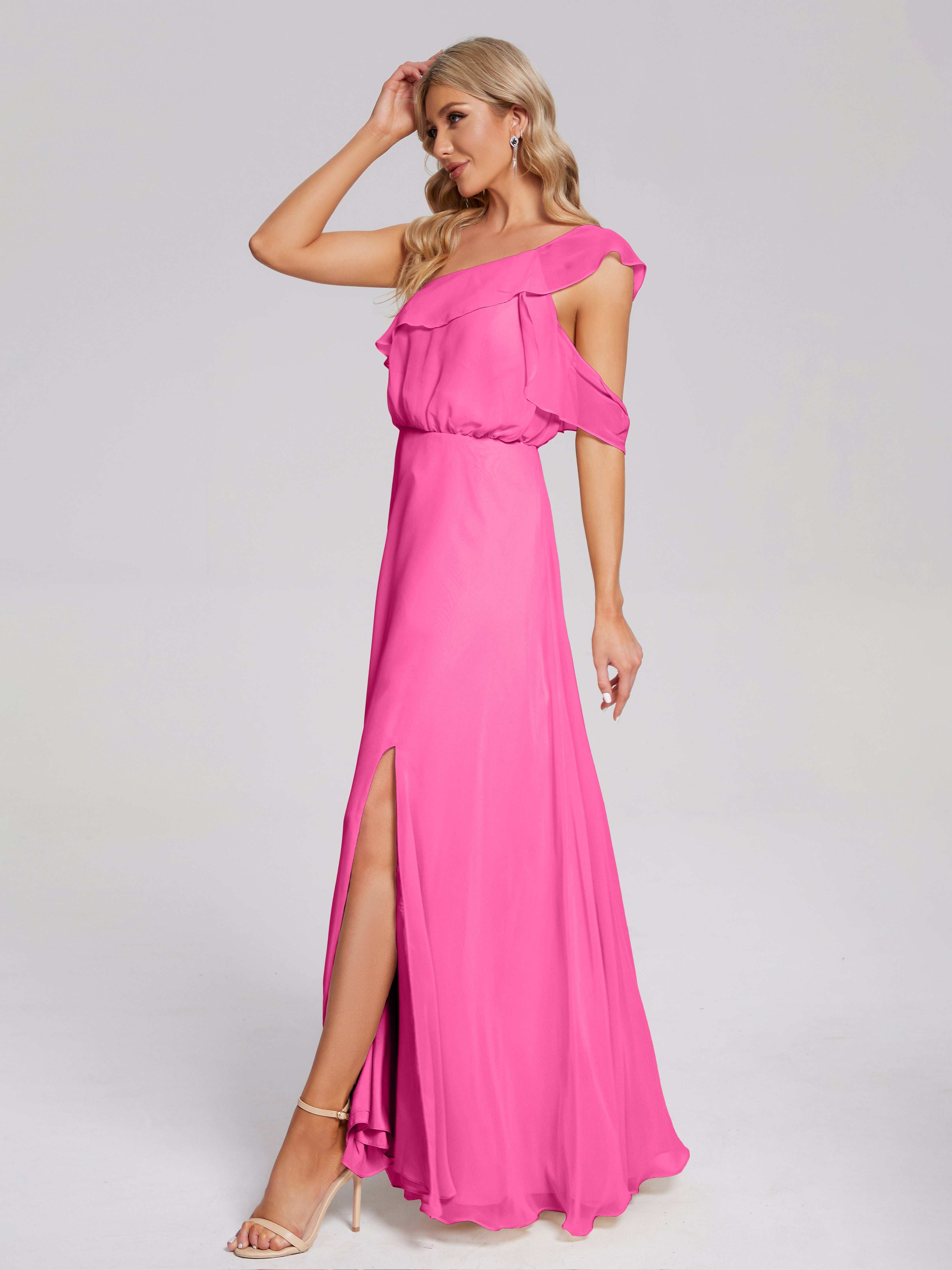 Paislee One Shoulder Ruffles Chiffon Bridesmaid Dress