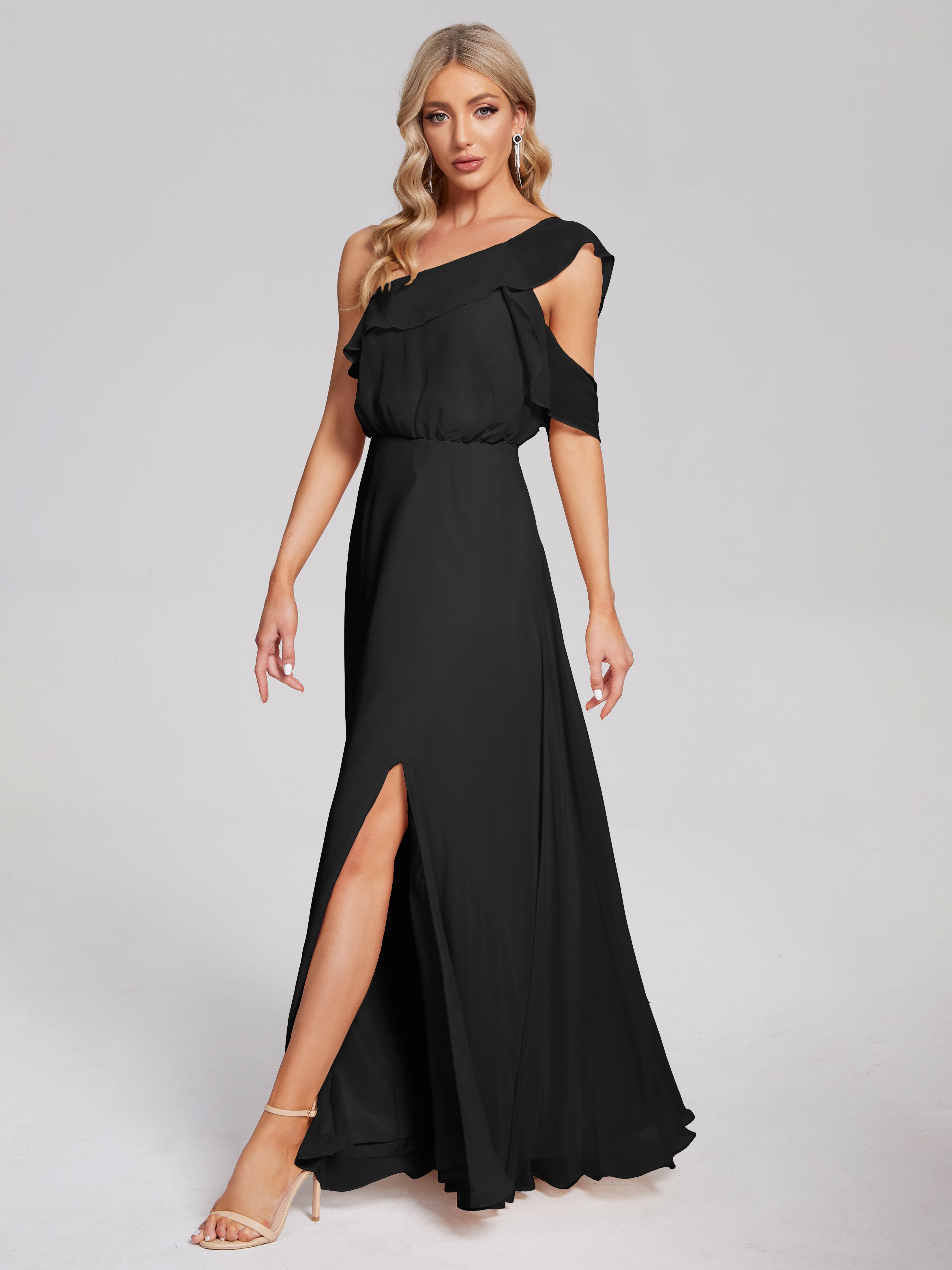 Paislee One Shoulder Ruffles Chiffon Bridesmaid Dress