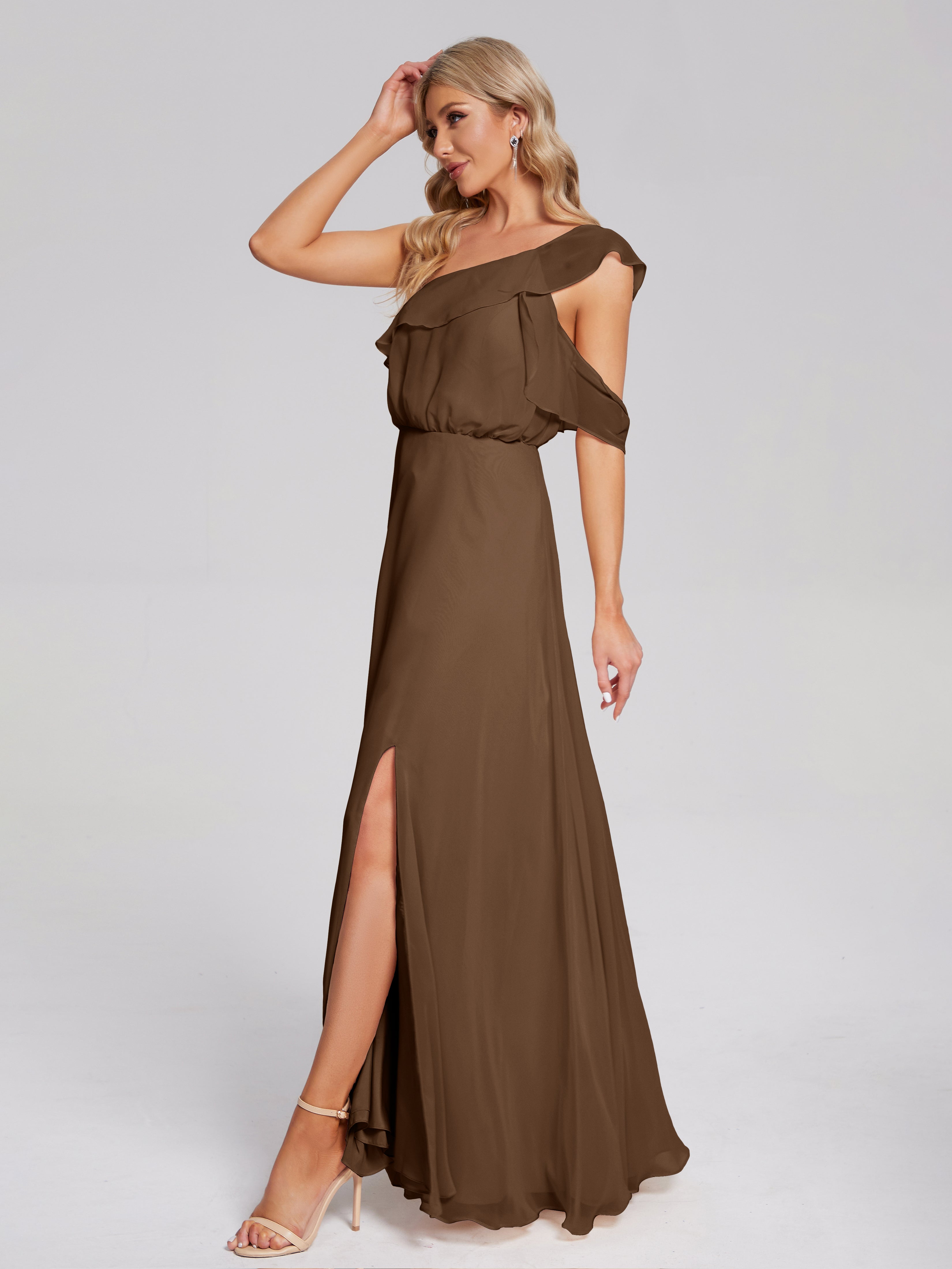 Paislee One Shoulder Ruffles Chiffon Bridesmaid Dress